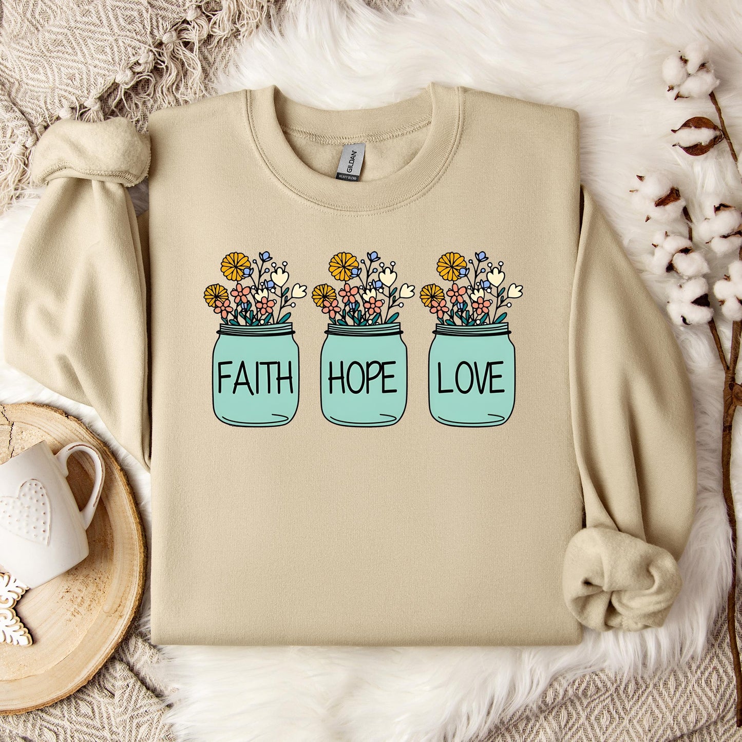 Faith Hope Love Flower 01 Sweatshirt