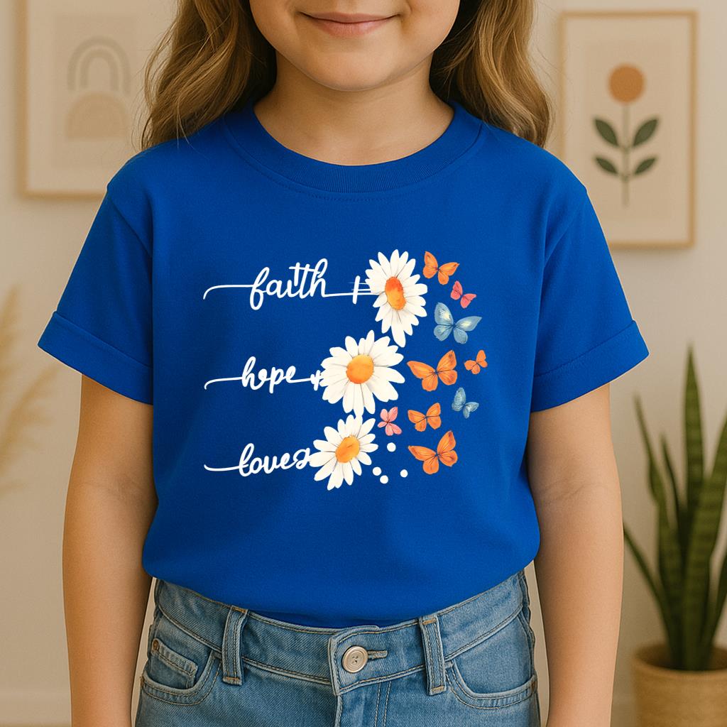 Faith Hope Love Flower And Butterflies