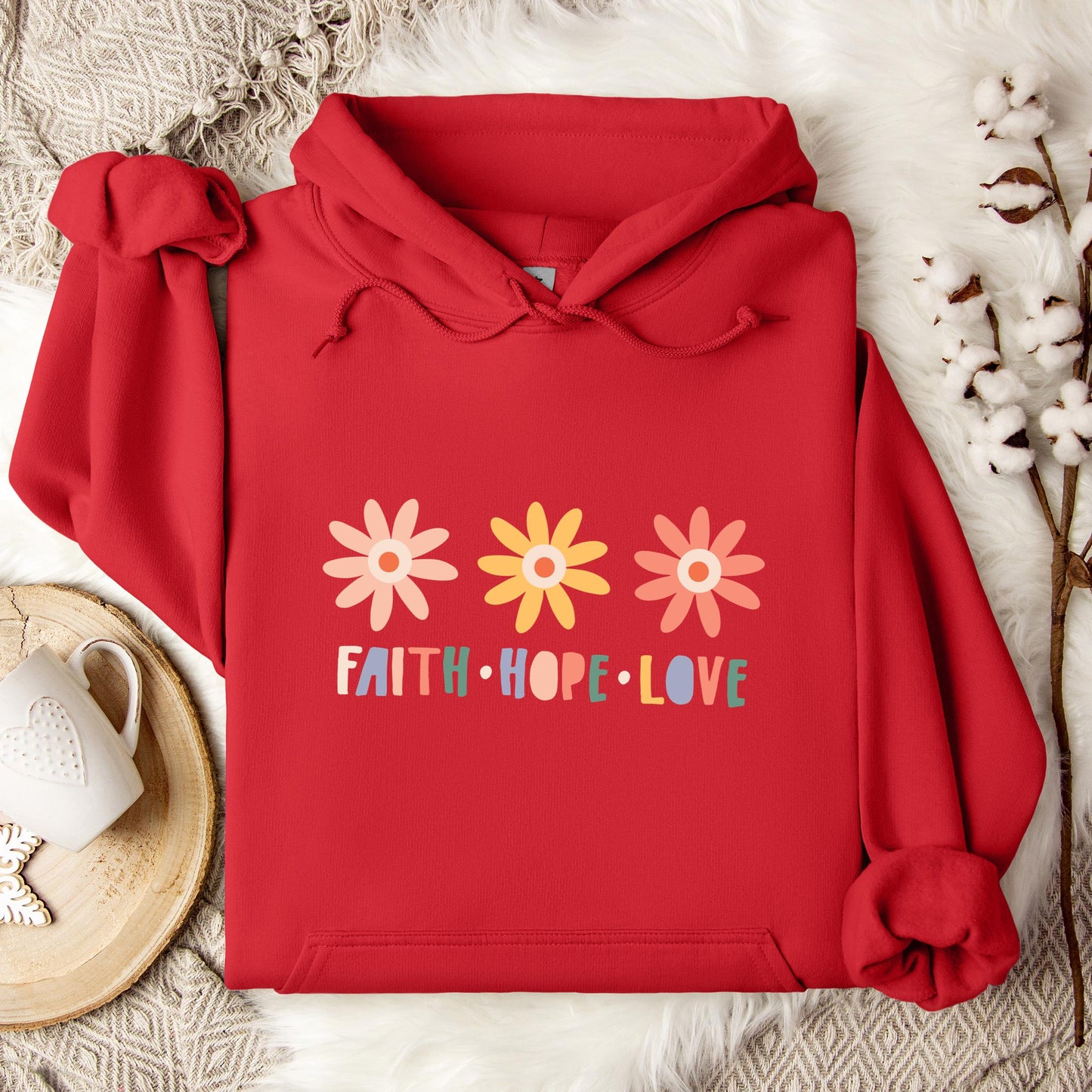 Faith Hope Love Flower Hoodie