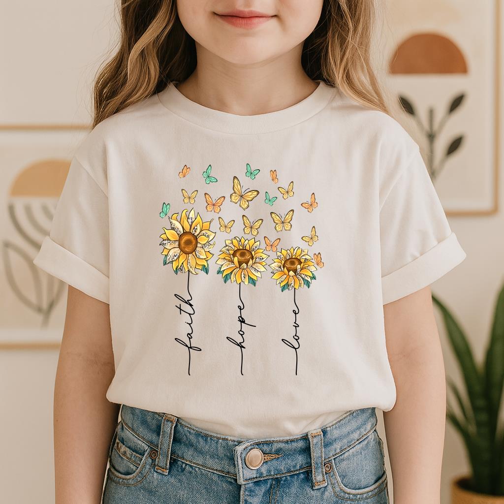 Faith Hope Love Sunflower And Butterflies