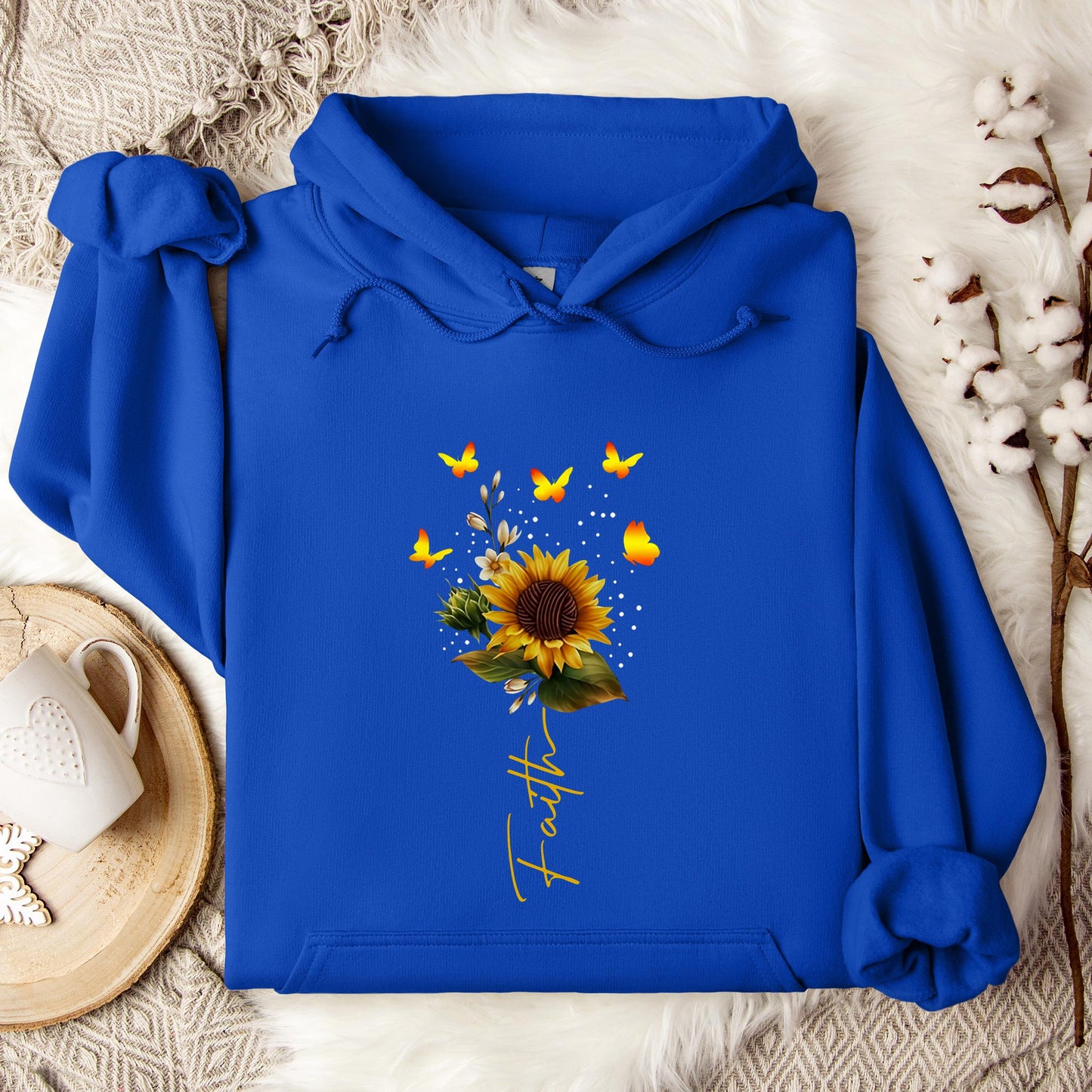 Faith Sunflower Butterfly Yarn Hoodie