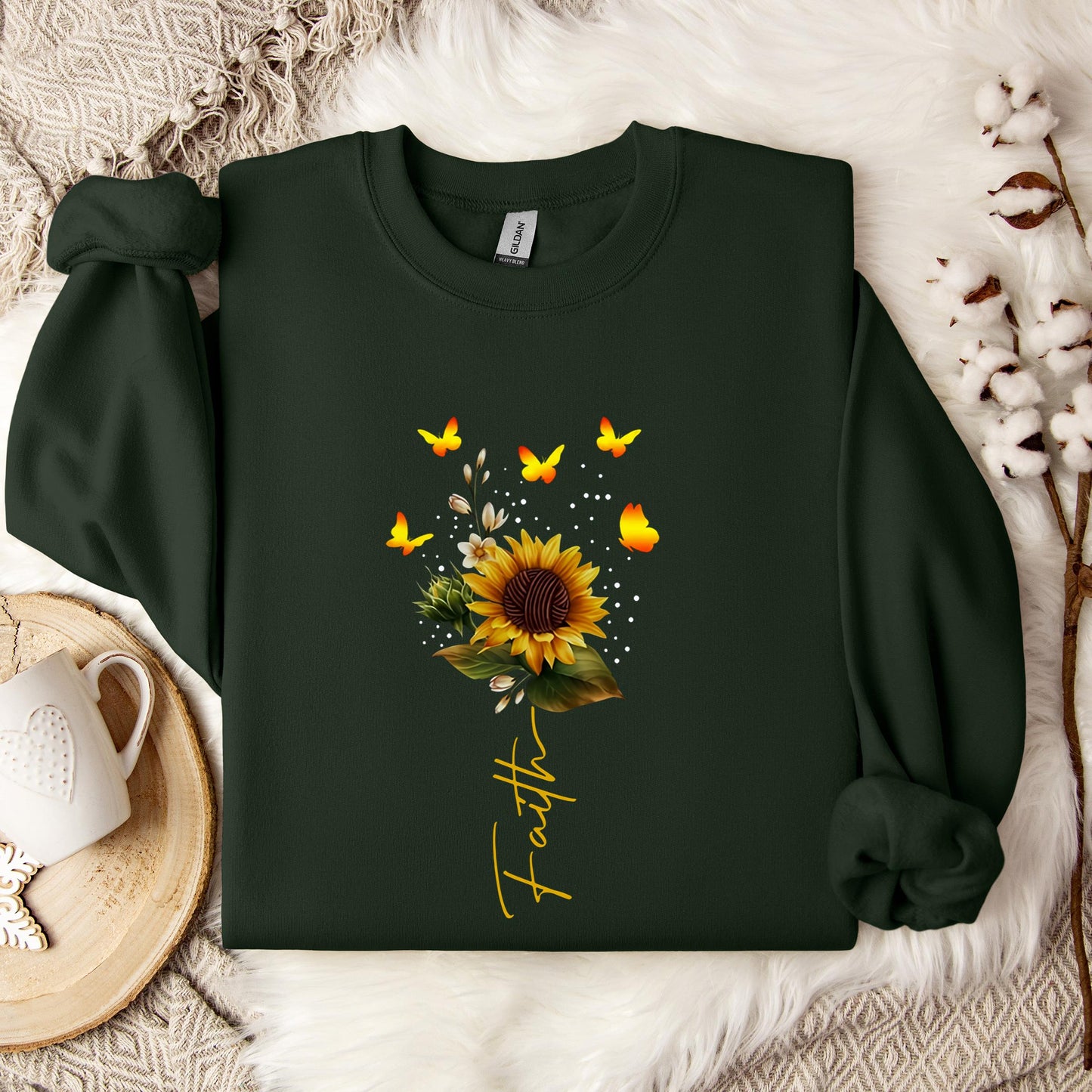 Faith Sunflower Butterfly Yarn Sweatshirt
