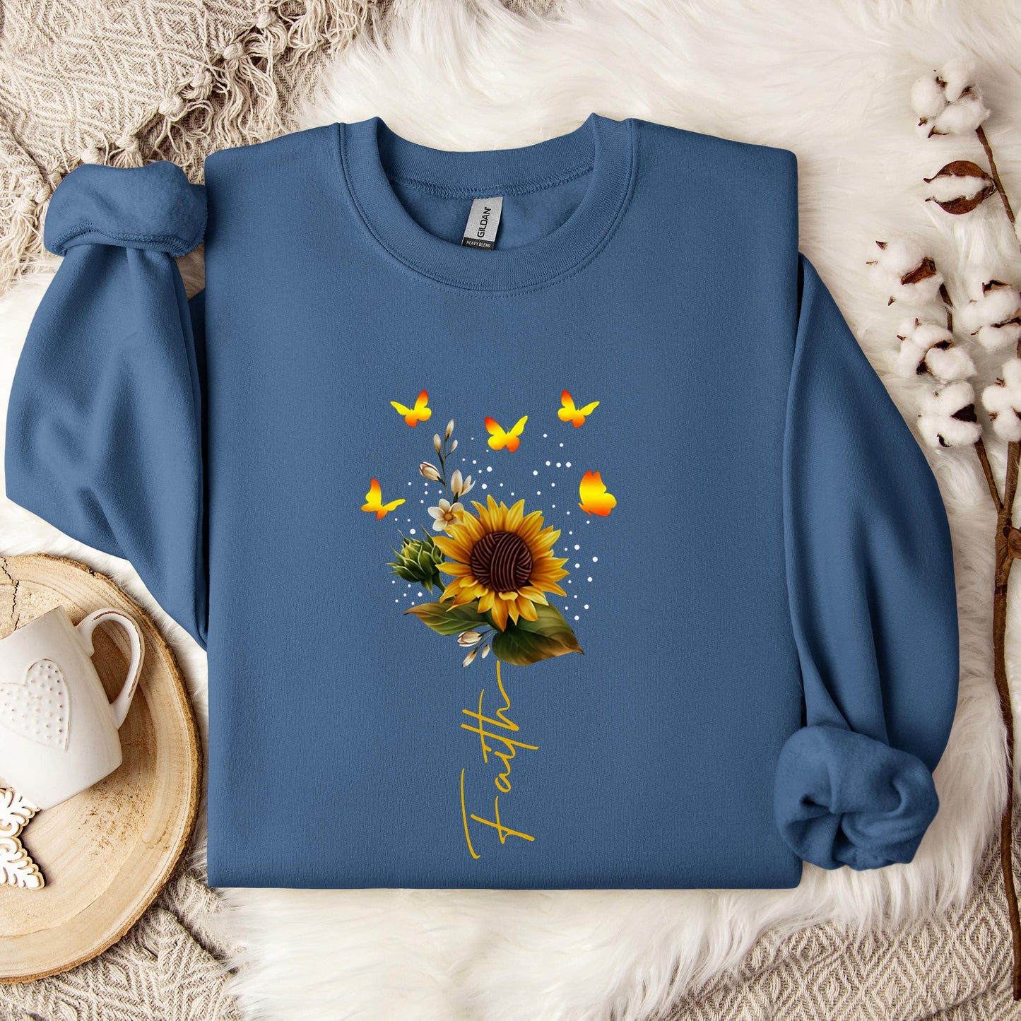 Faith Sunflower Butterfly Yarn Sweatshirt