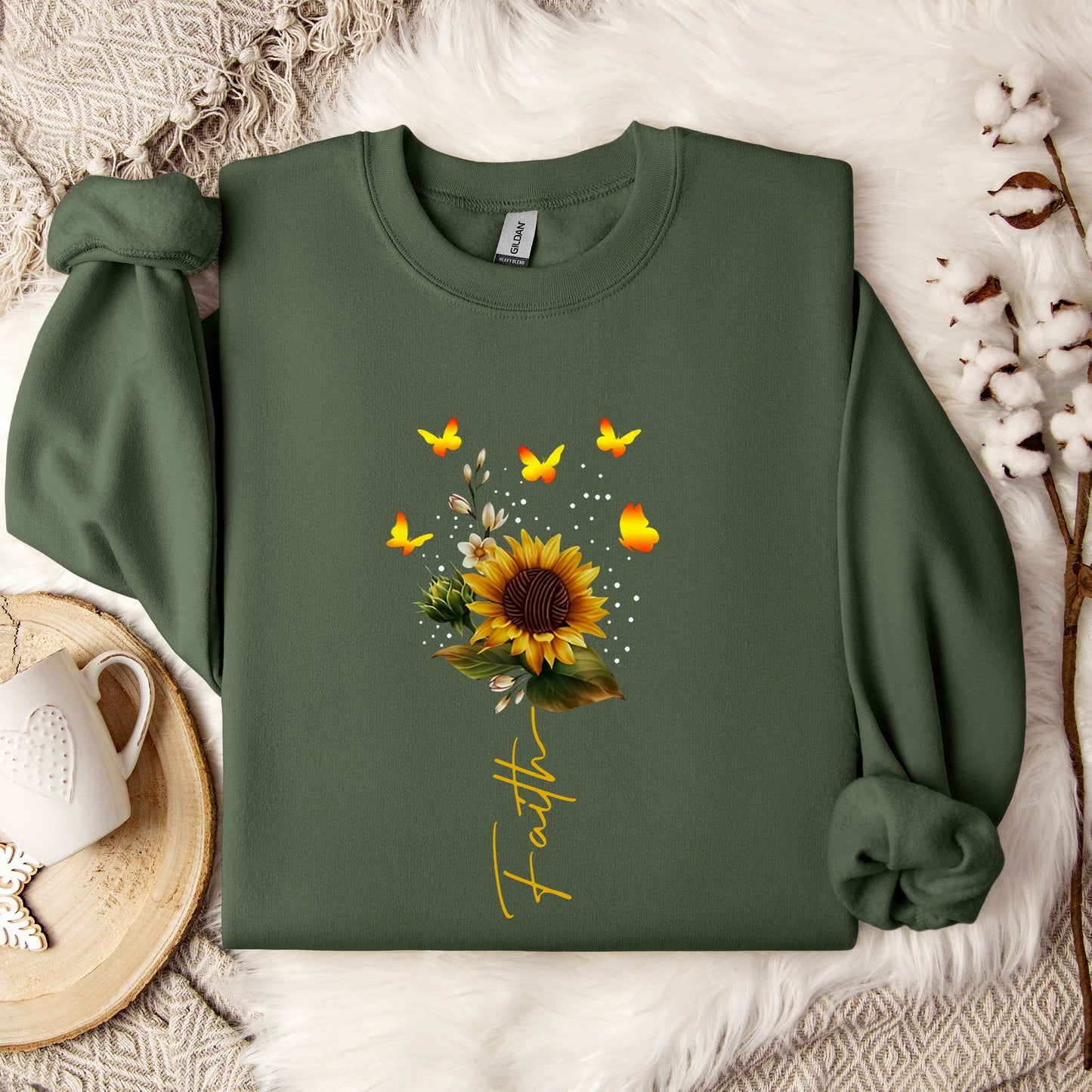 Faith Sunflower Butterfly Yarn Sweatshirt