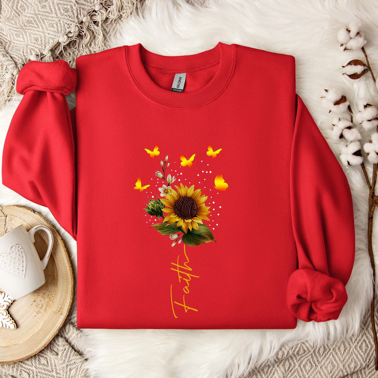 Faith Sunflower Butterfly Yarn Sweatshirt