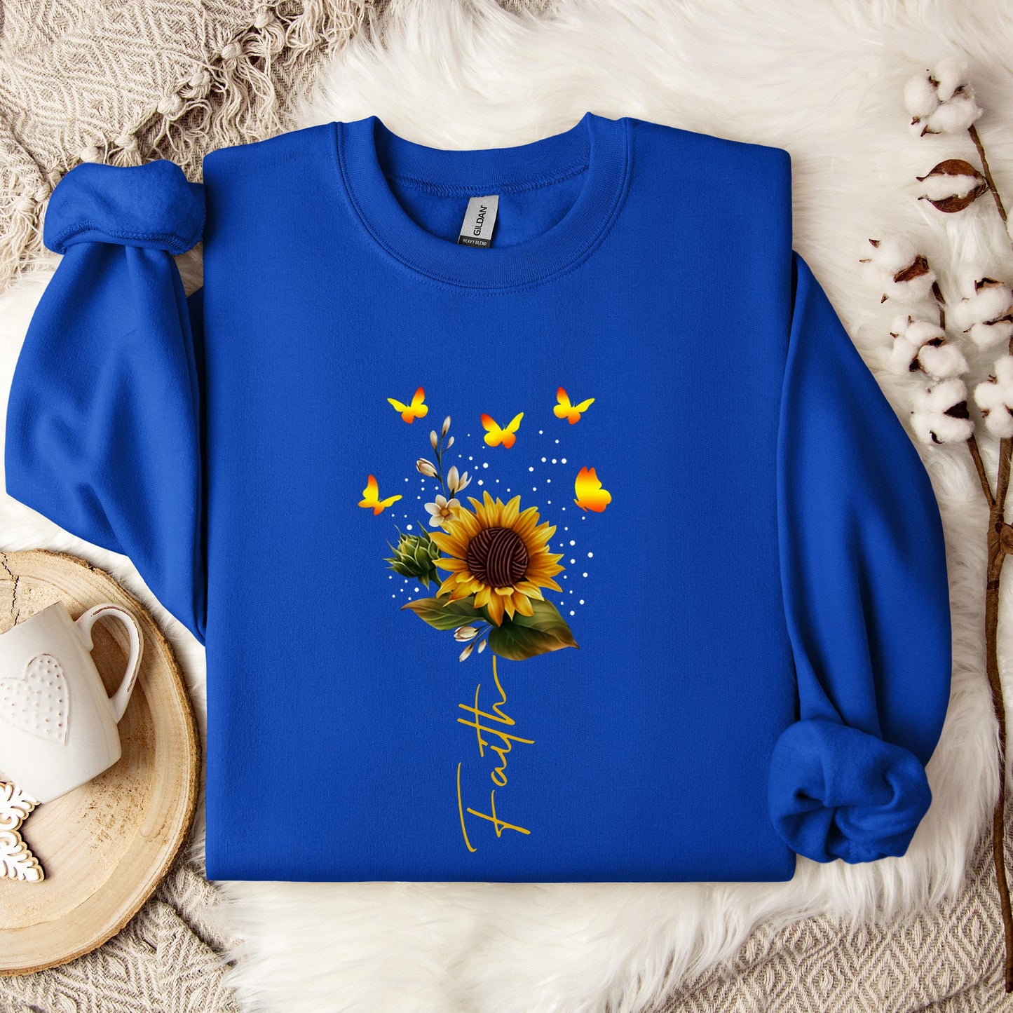Faith Sunflower Butterfly Yarn Sweatshirt
