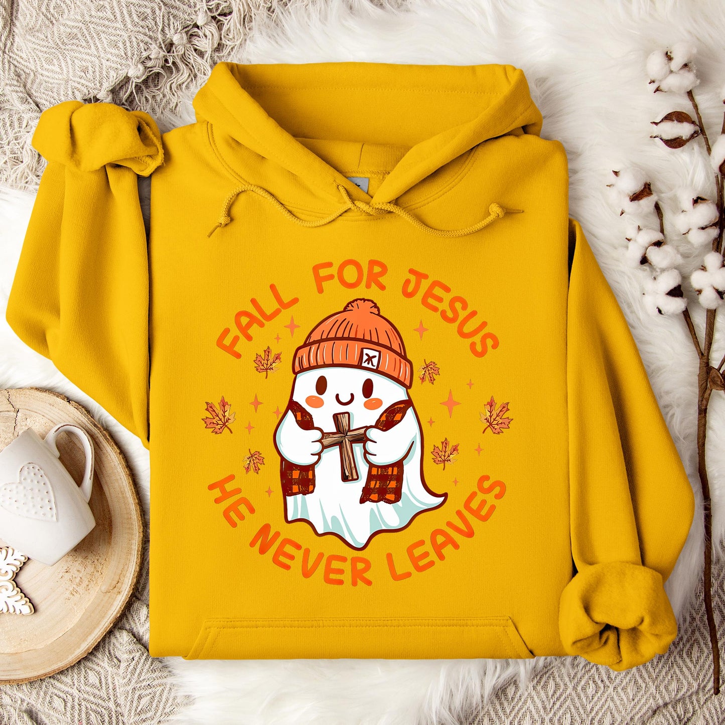 Fall For Jesus He Never Leaves 23 Hoodie