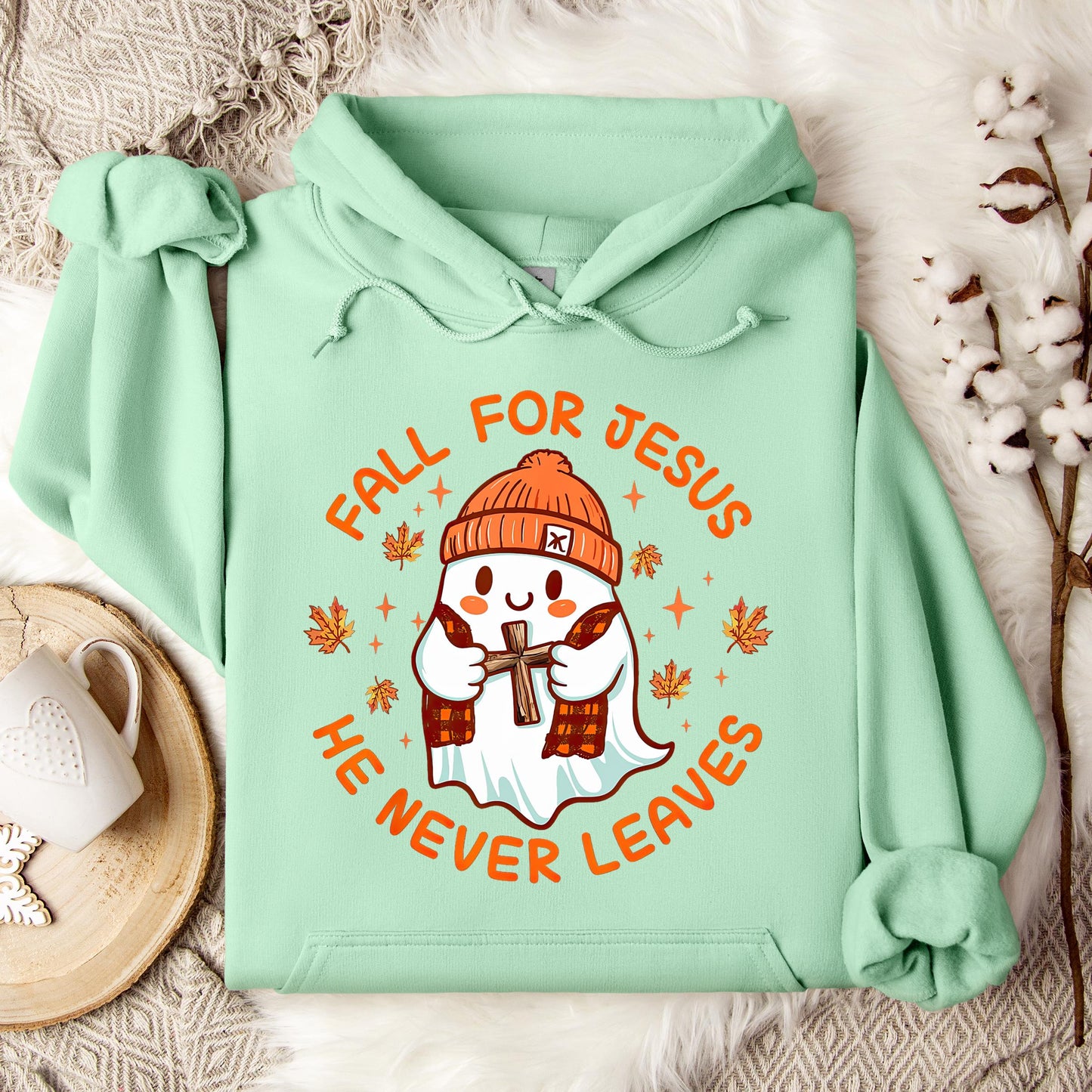 Fall For Jesus He Never Leaves 23 Hoodie