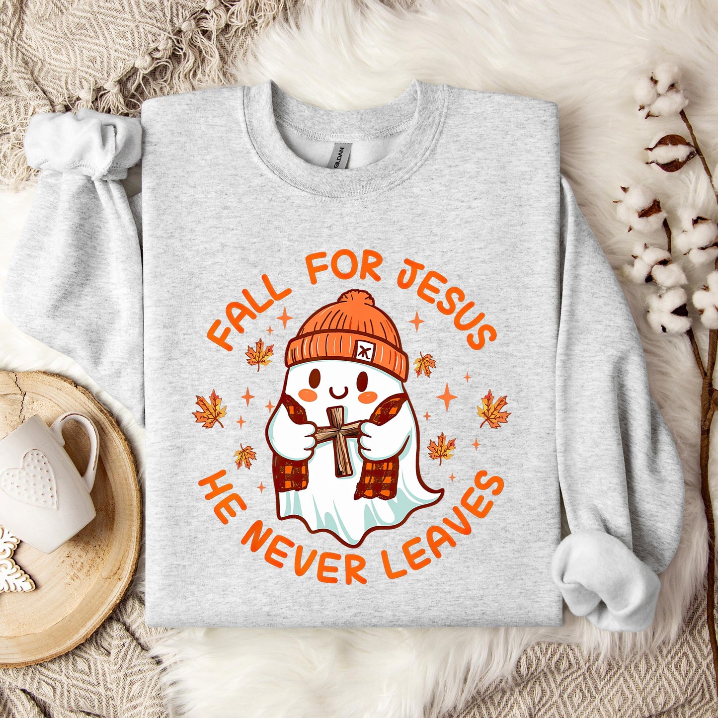 Fall For Jesus He Never Leaves 23 Sweatshirt