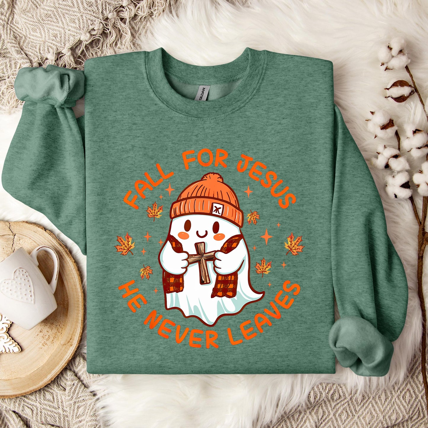 Fall For Jesus He Never Leaves 23 Sweatshirt