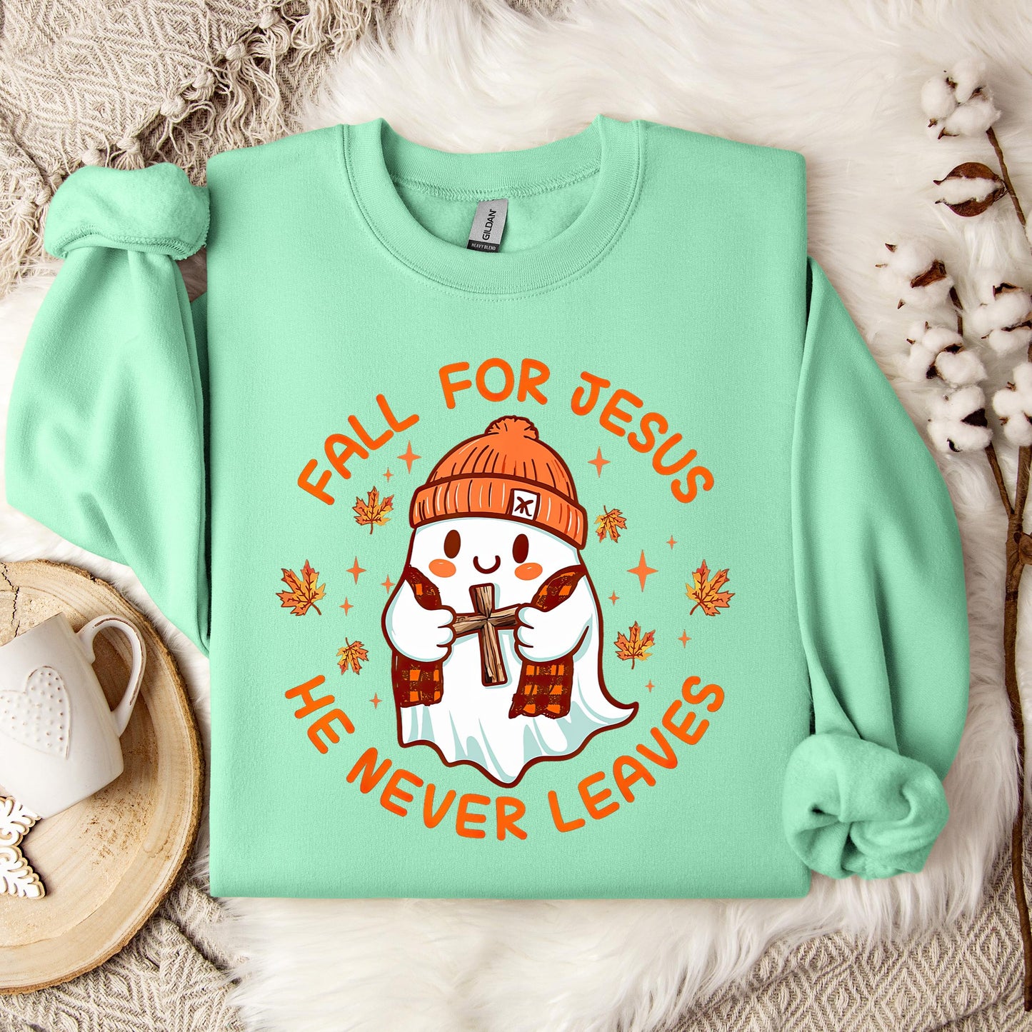 Fall For Jesus He Never Leaves 23 Sweatshirt