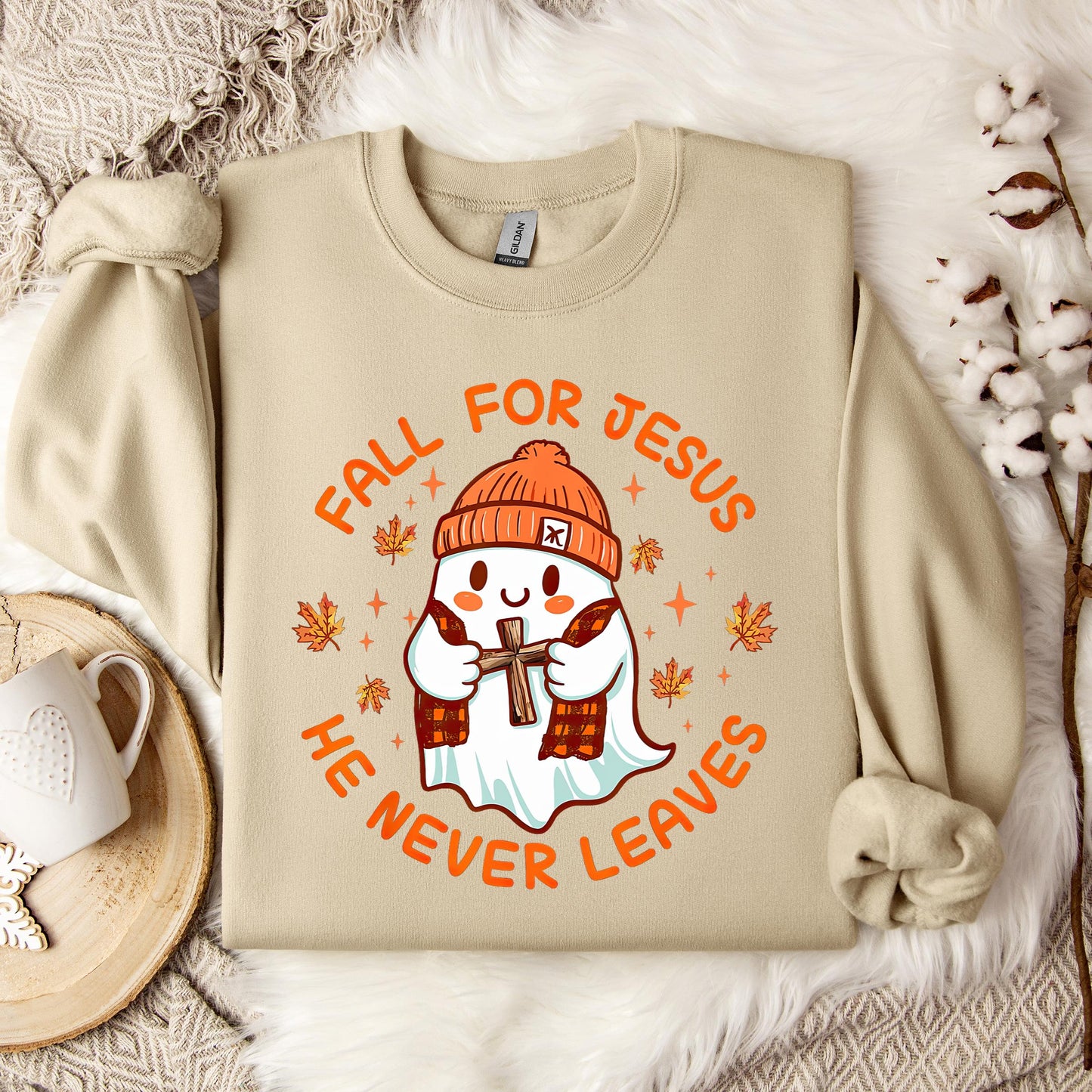 Fall For Jesus He Never Leaves 23 Sweatshirt
