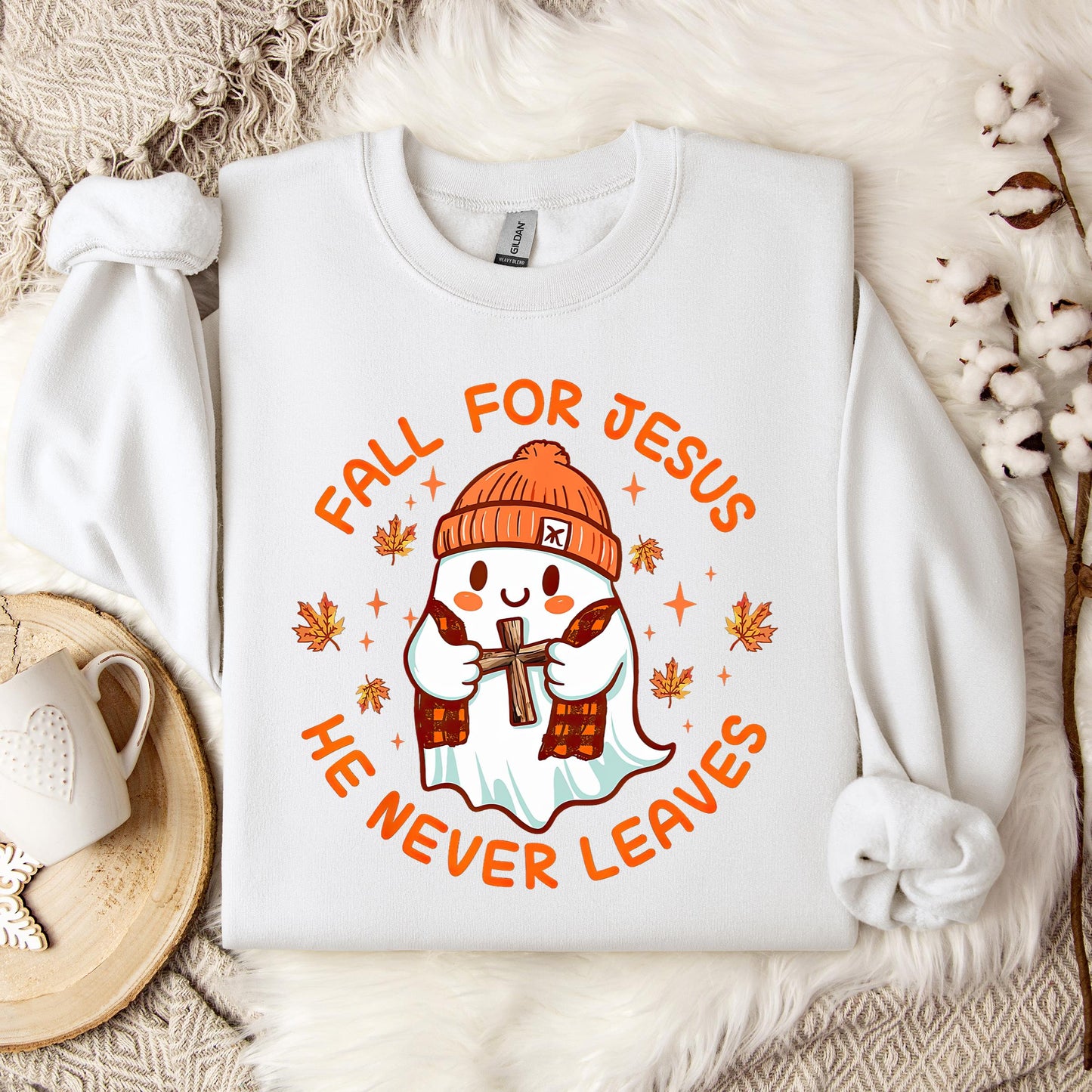 Fall For Jesus He Never Leaves 23 Sweatshirt