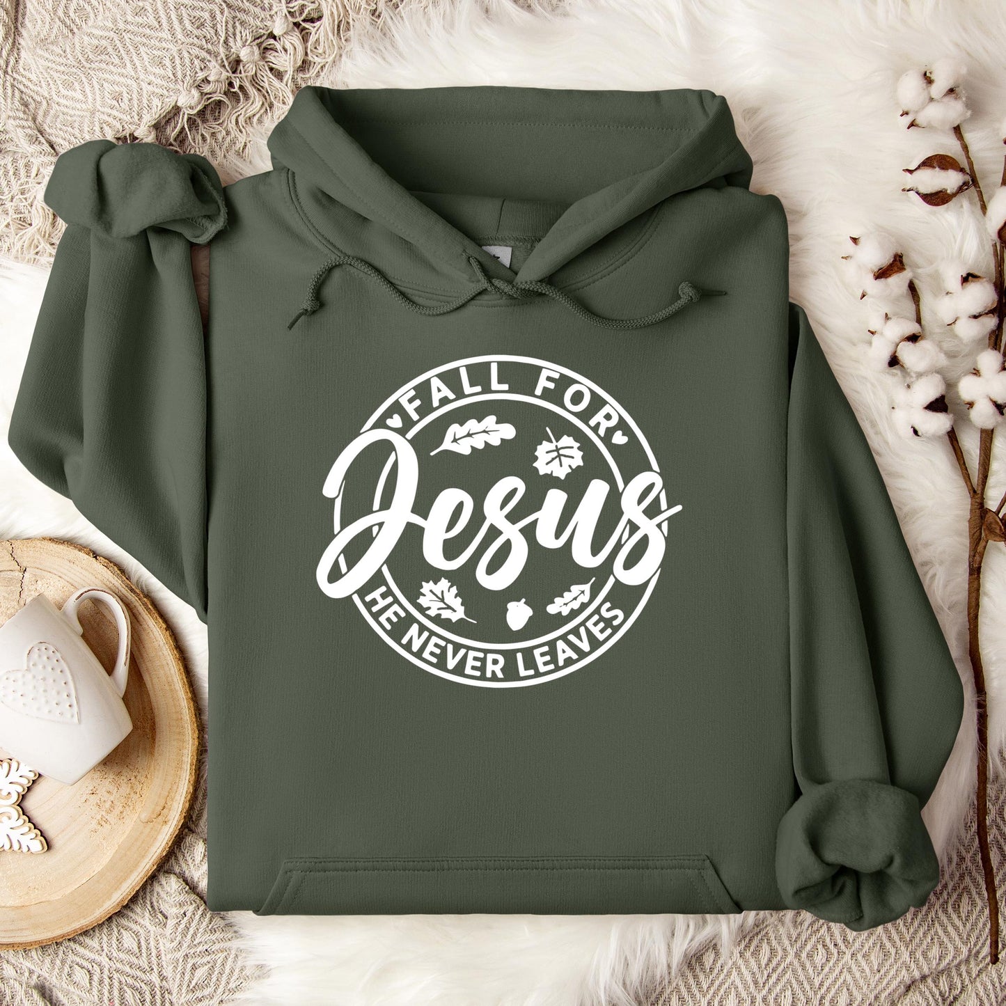 Fall For Jesus He Never Leaves 24 Hoodie