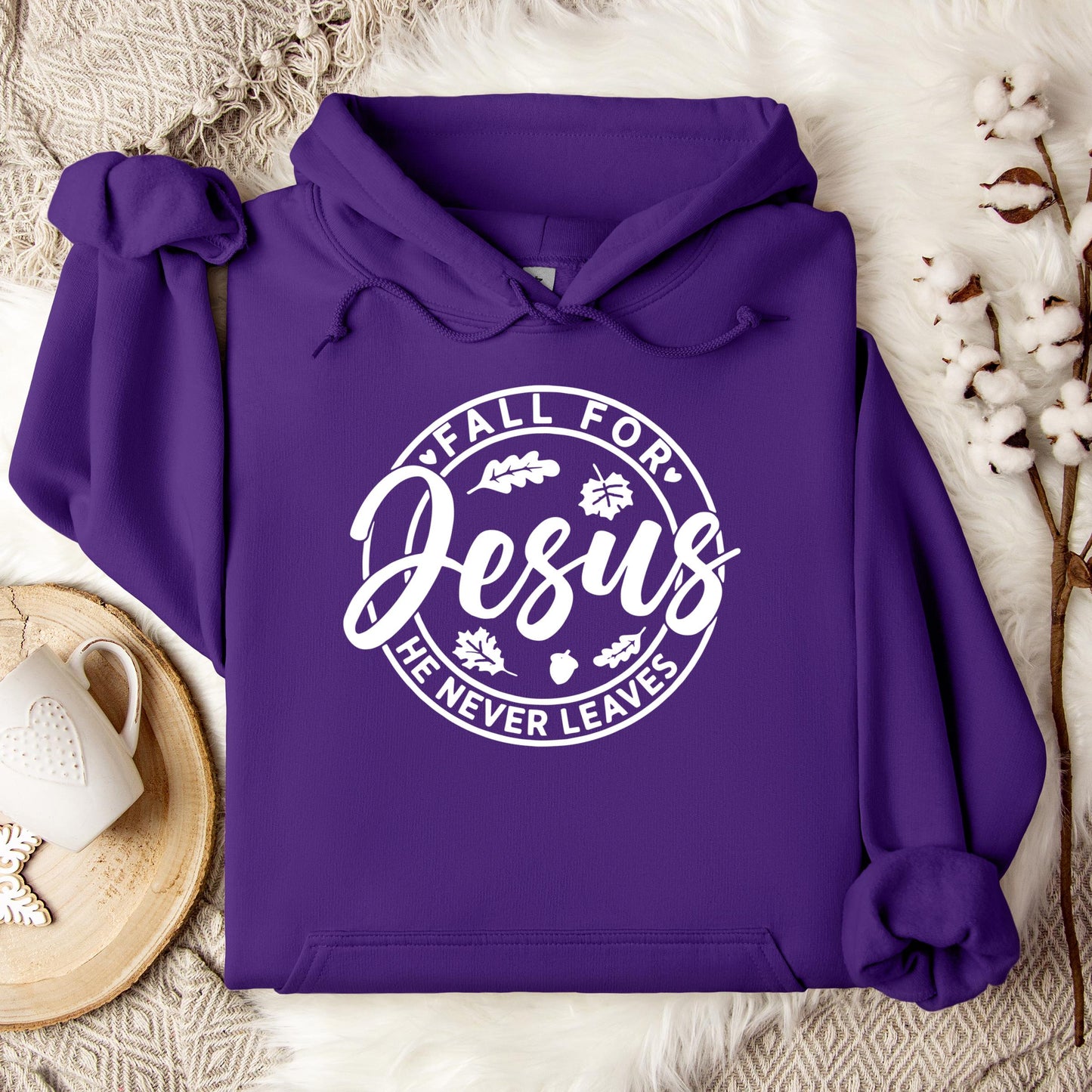 Fall For Jesus He Never Leaves 24 Hoodie