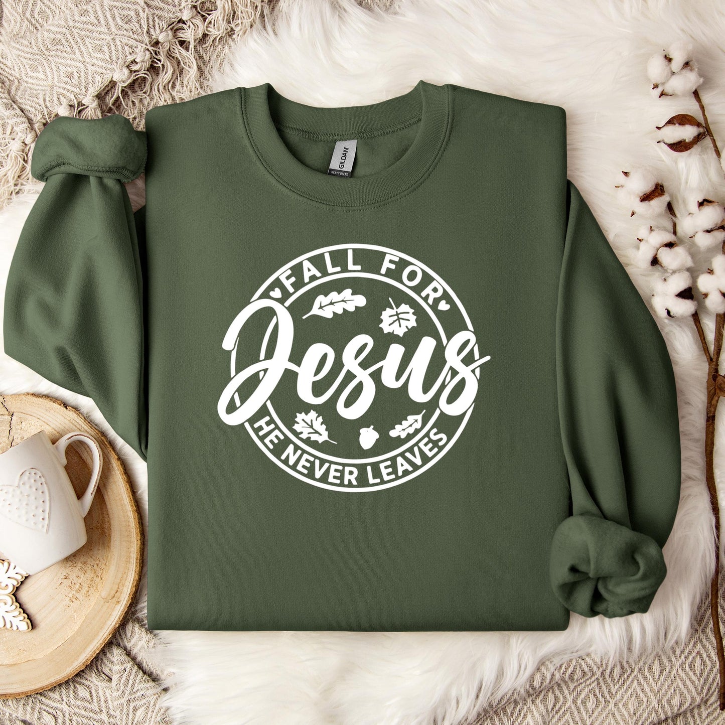 Fall For Jesus He Never Leaves 24 Sweatshirt