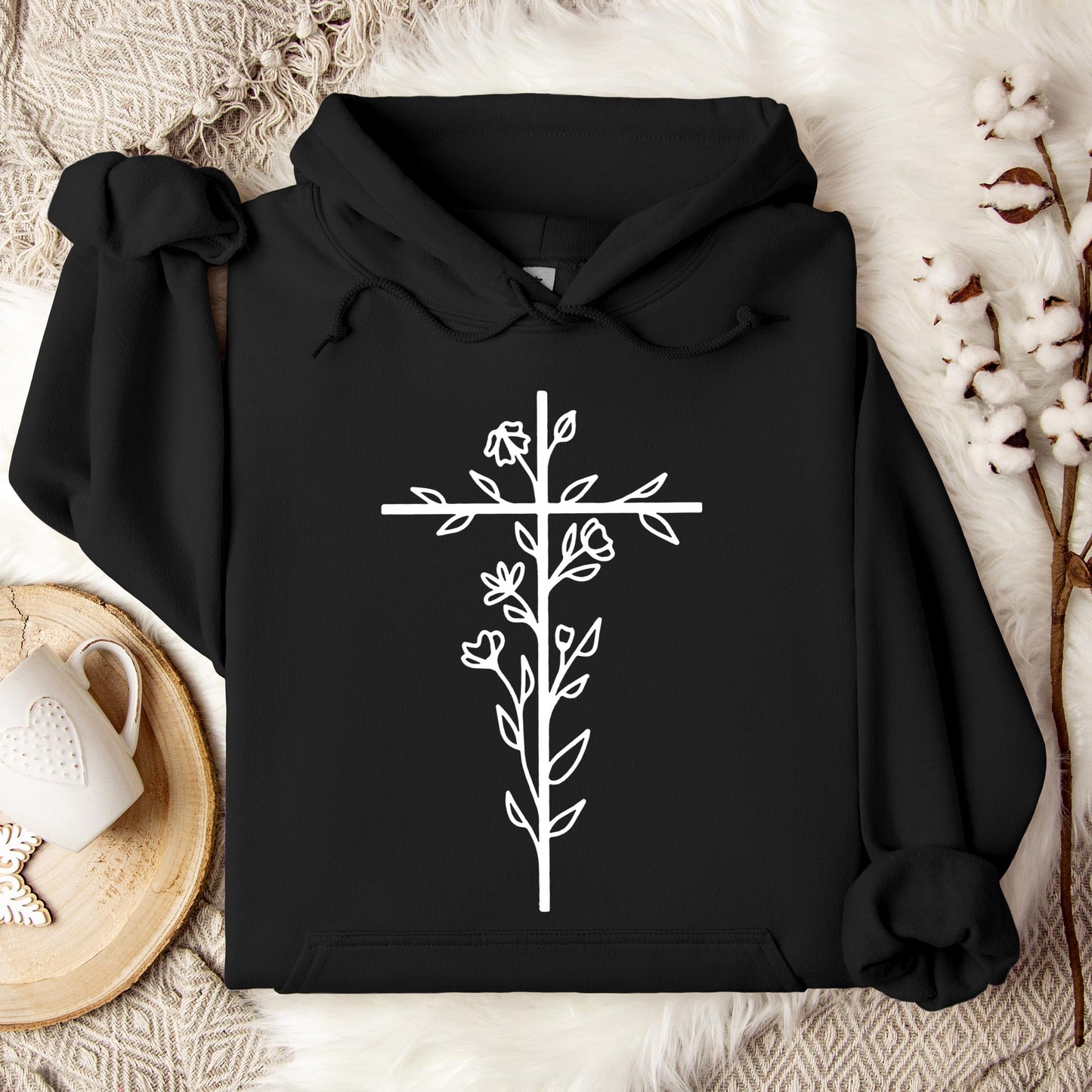 Floral Cross Hoodie