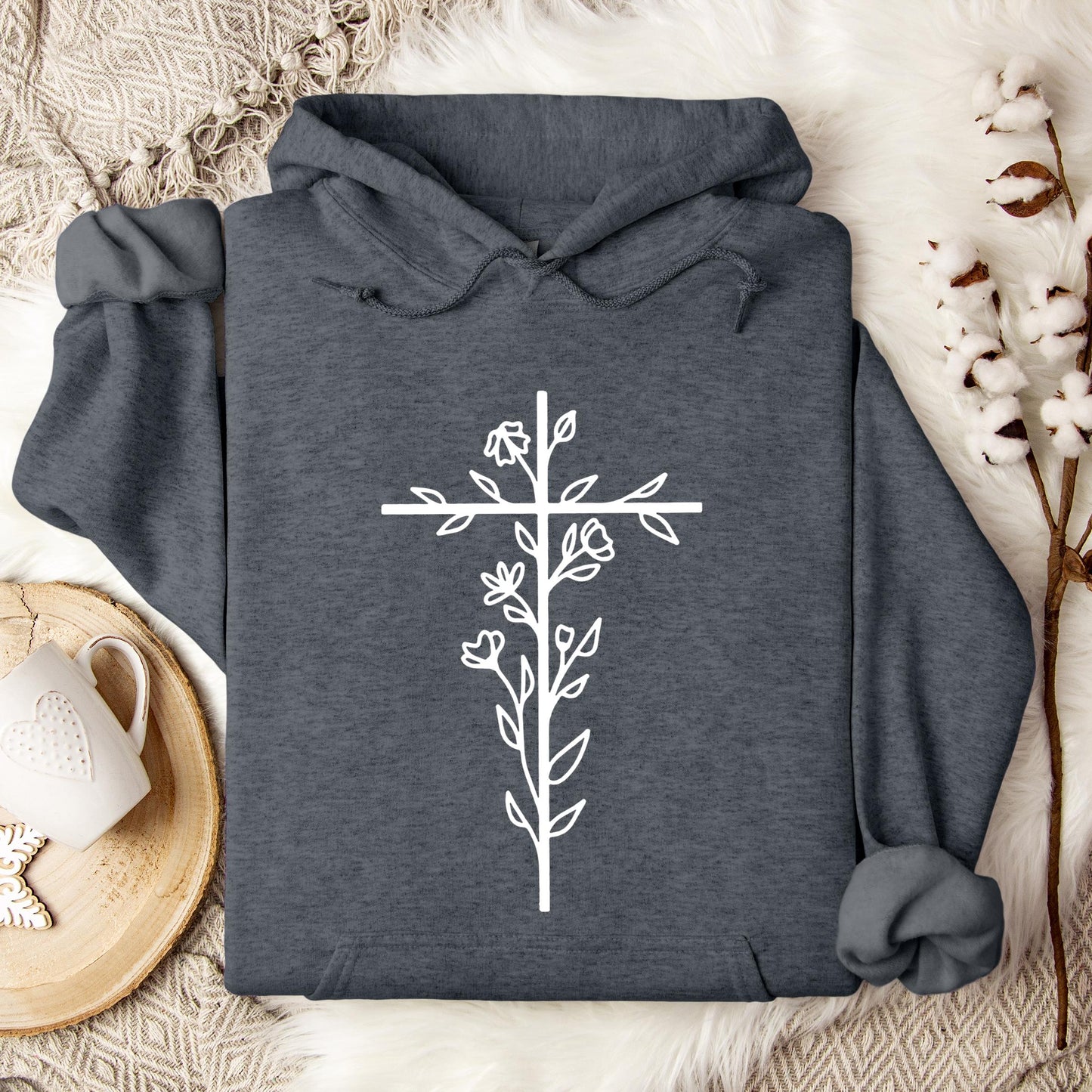 Floral Cross Hoodie