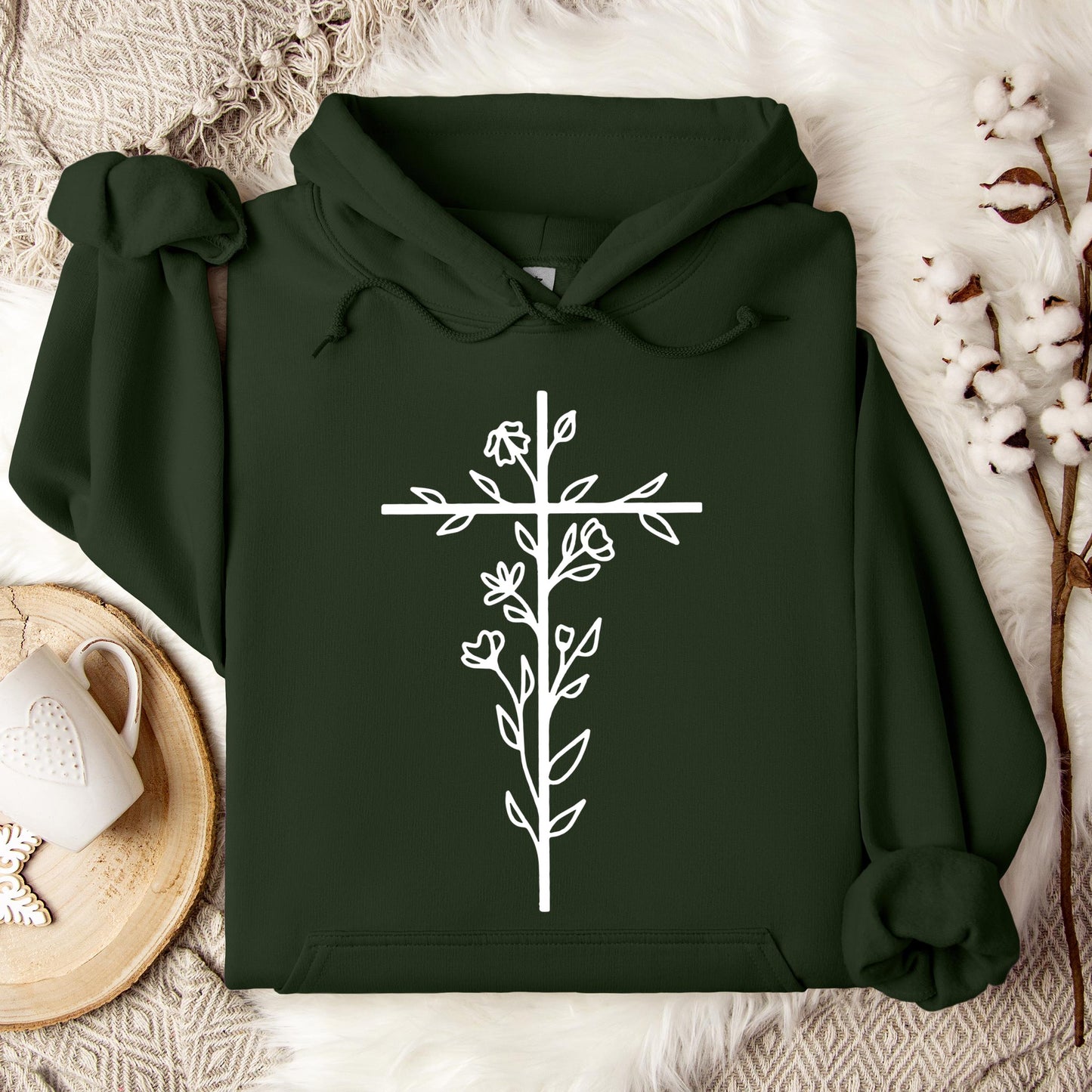 Floral Cross Hoodie