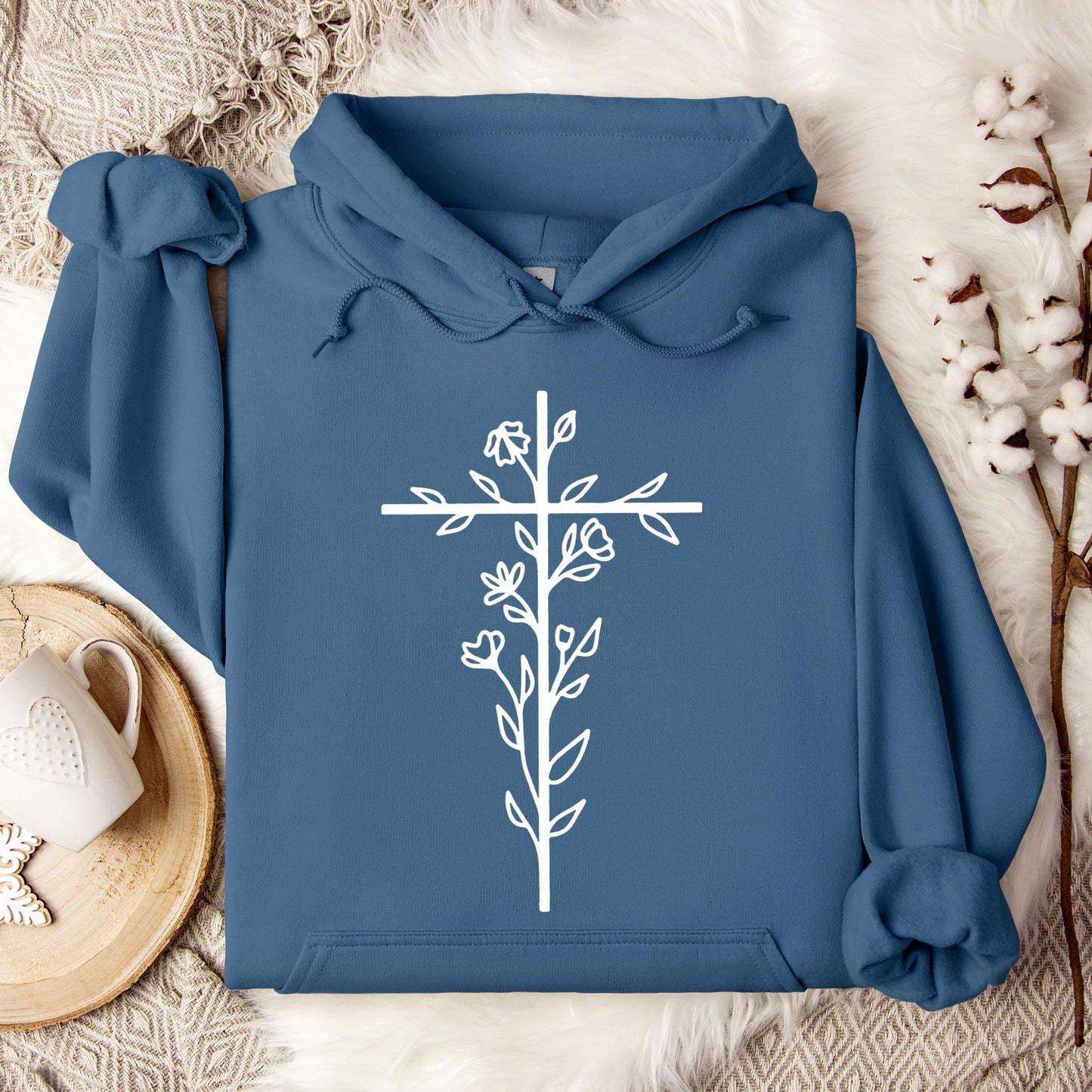 Floral Cross Hoodie