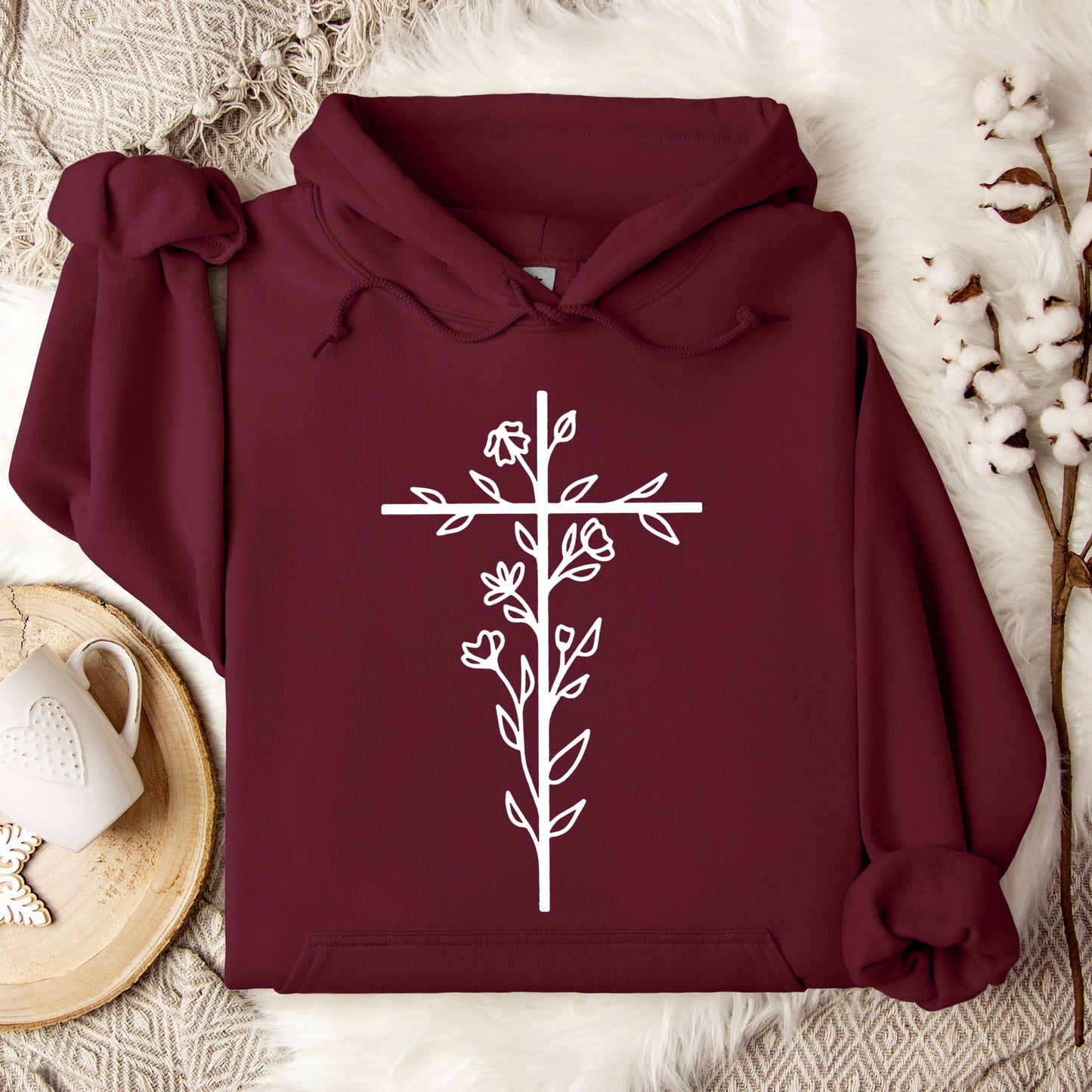 Floral Cross Hoodie