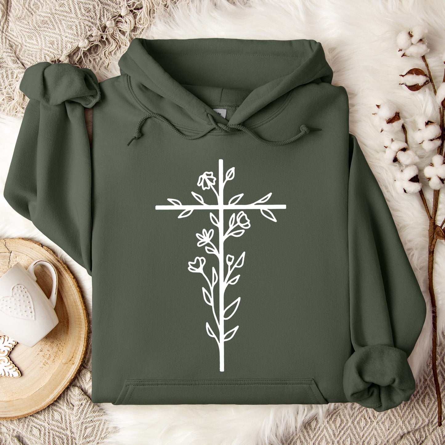 Floral Cross Hoodie