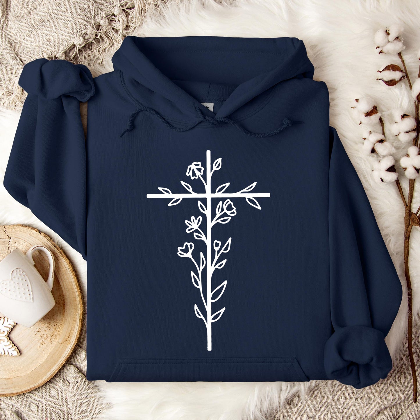 Floral Cross Hoodie