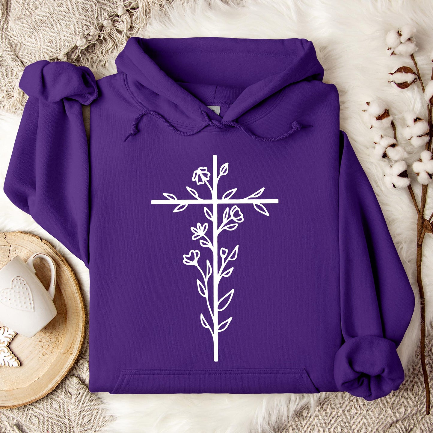 Floral Cross Hoodie