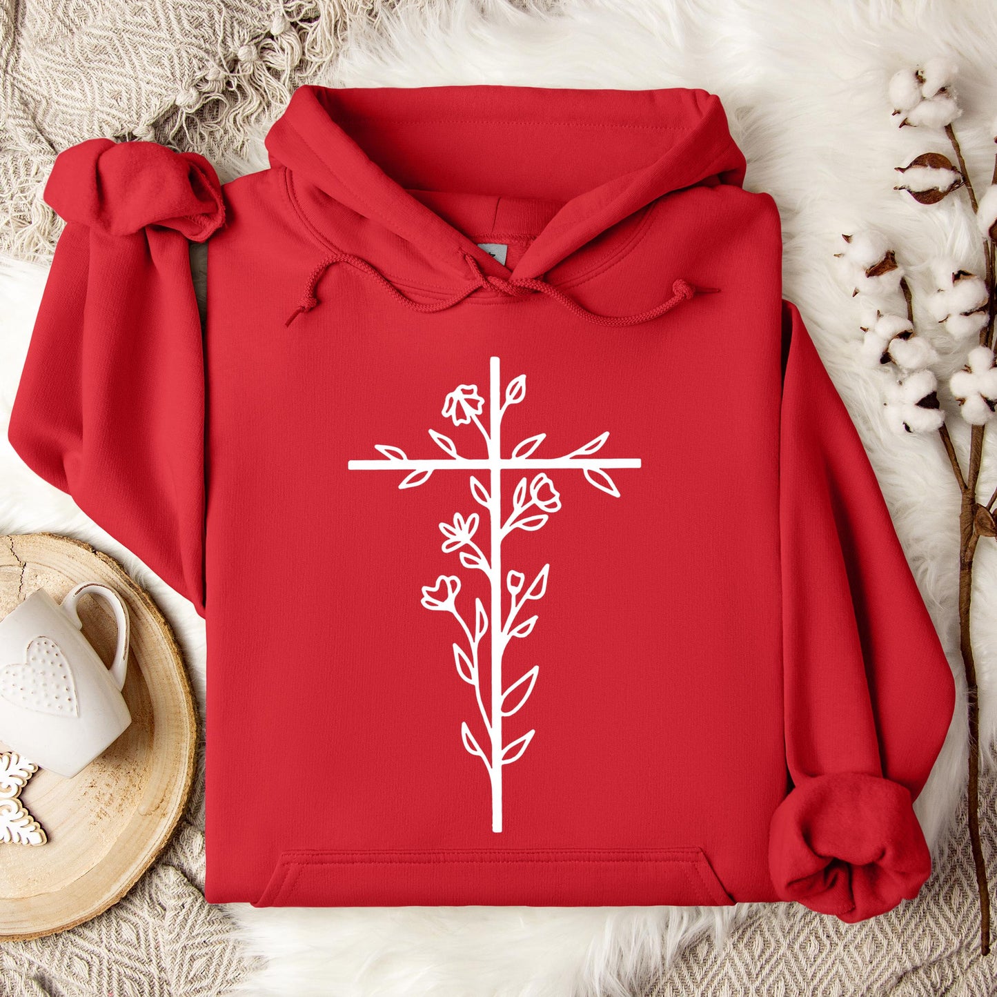 Floral Cross Hoodie