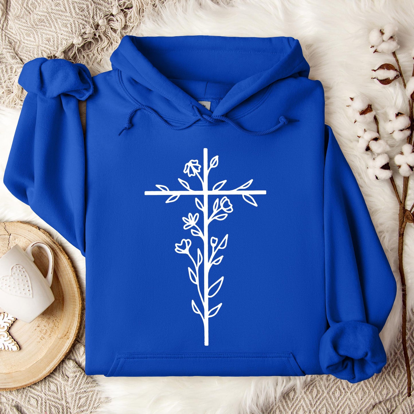 Floral Cross Hoodie