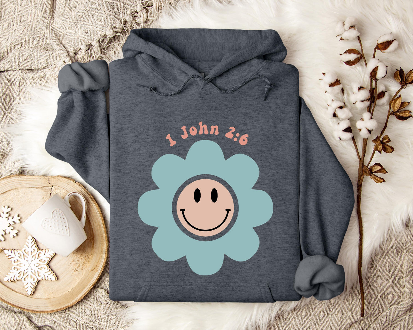 Flower Smiley 1 John 2.6 Hoodie