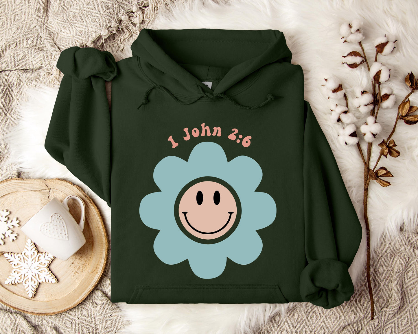 Flower Smiley 1 John 2.6 Hoodie