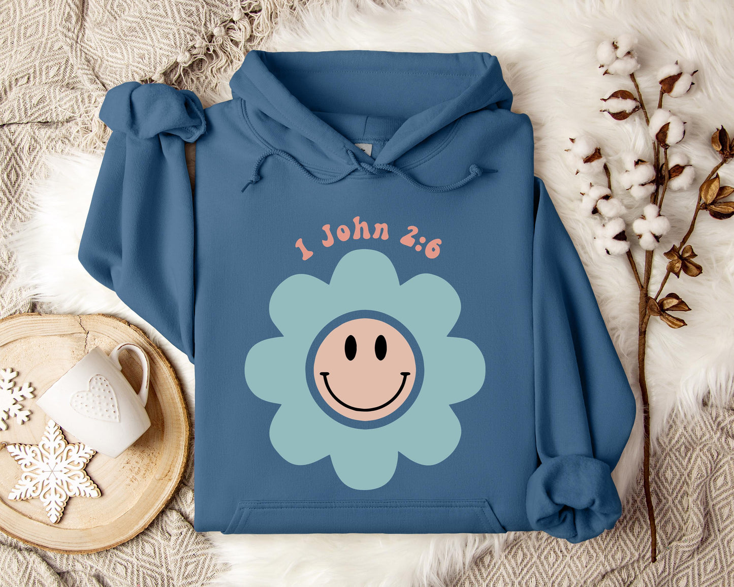Flower Smiley 1 John 2.6 Hoodie
