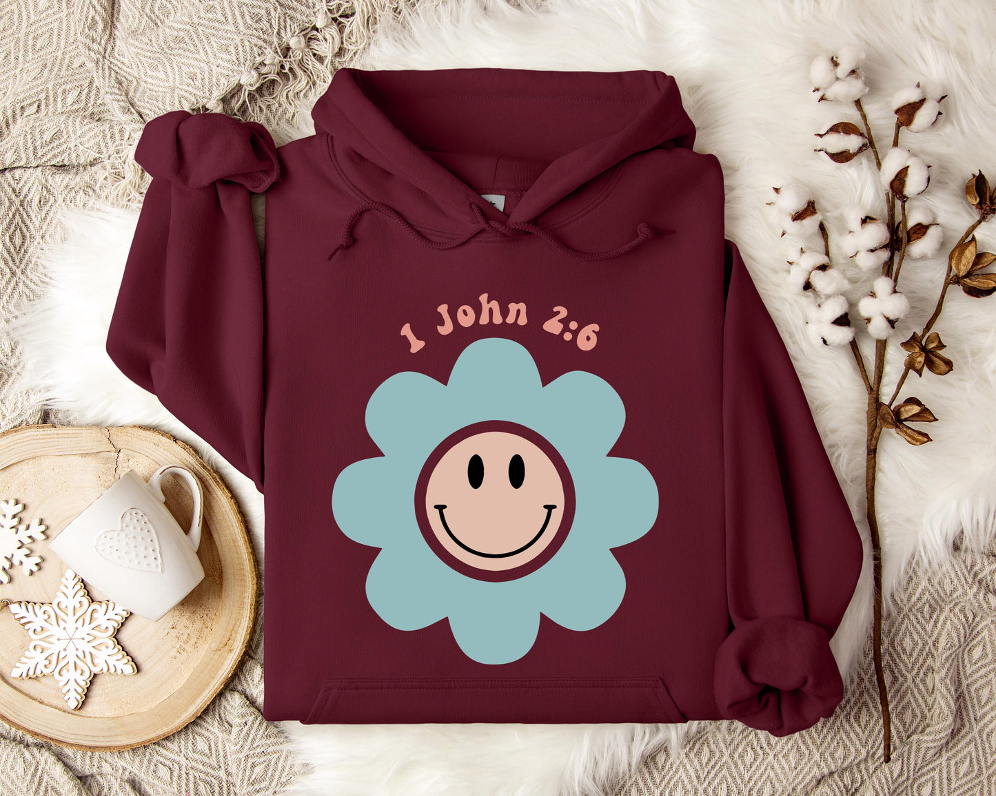 Flower Smiley 1 John 2.6 Hoodie