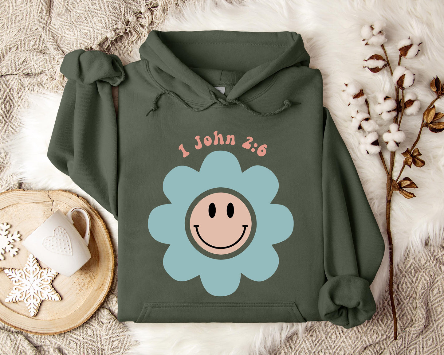 Flower Smiley 1 John 2.6 Hoodie