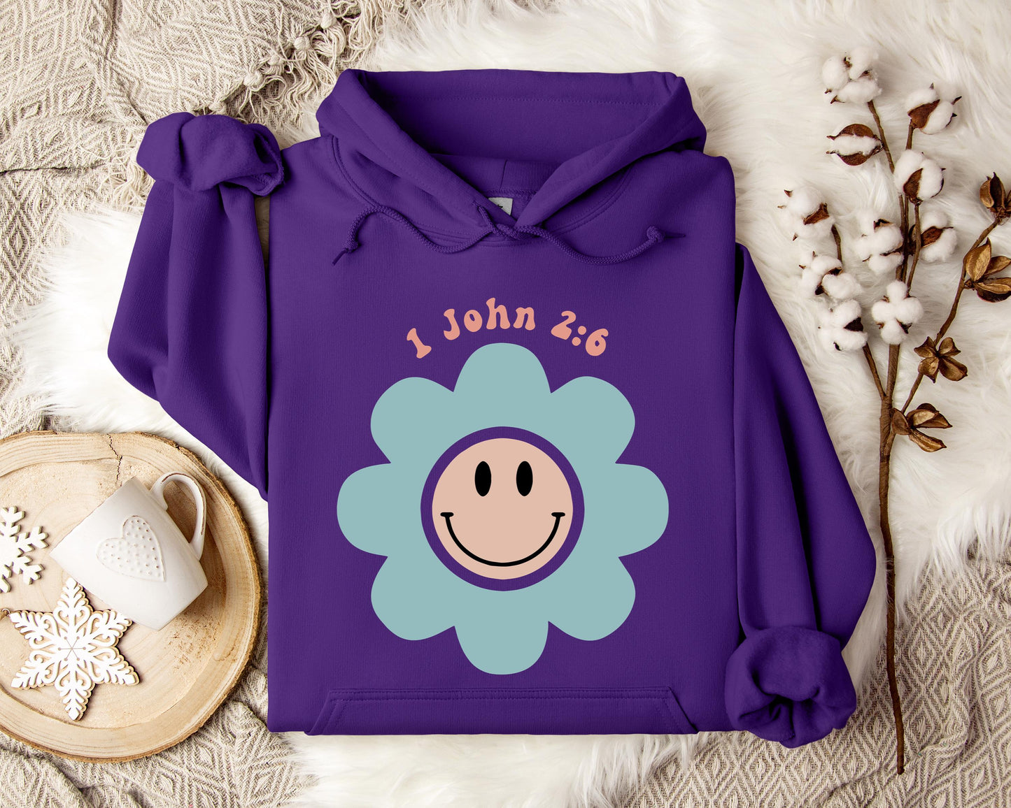Flower Smiley 1 John 2.6 Hoodie