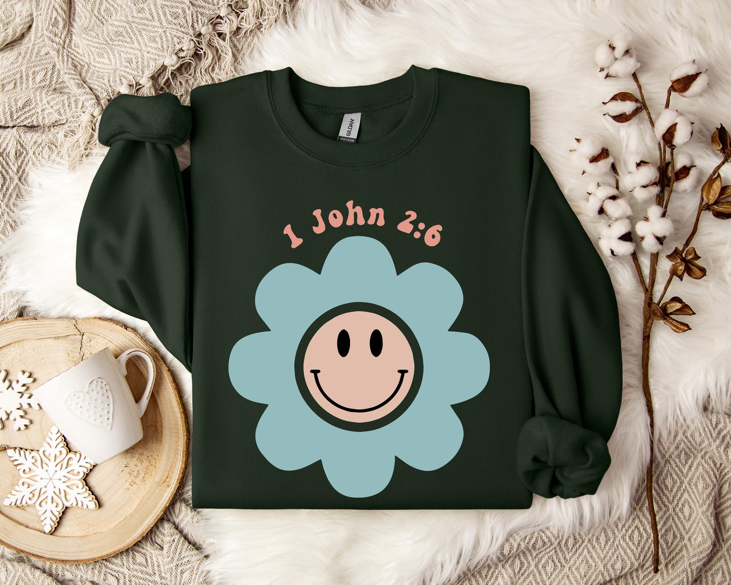 Flower Smiley 1 John 2.6 Sweatshirt