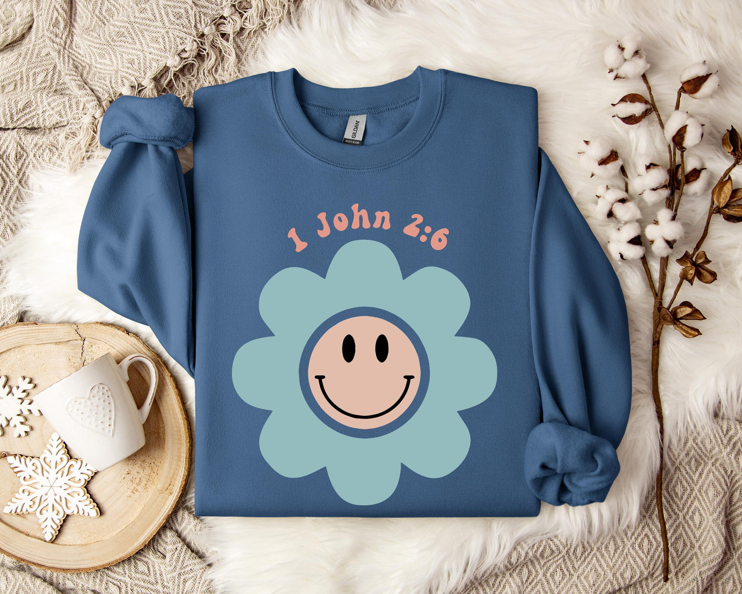 Flower Smiley 1 John 2.6 Sweatshirt