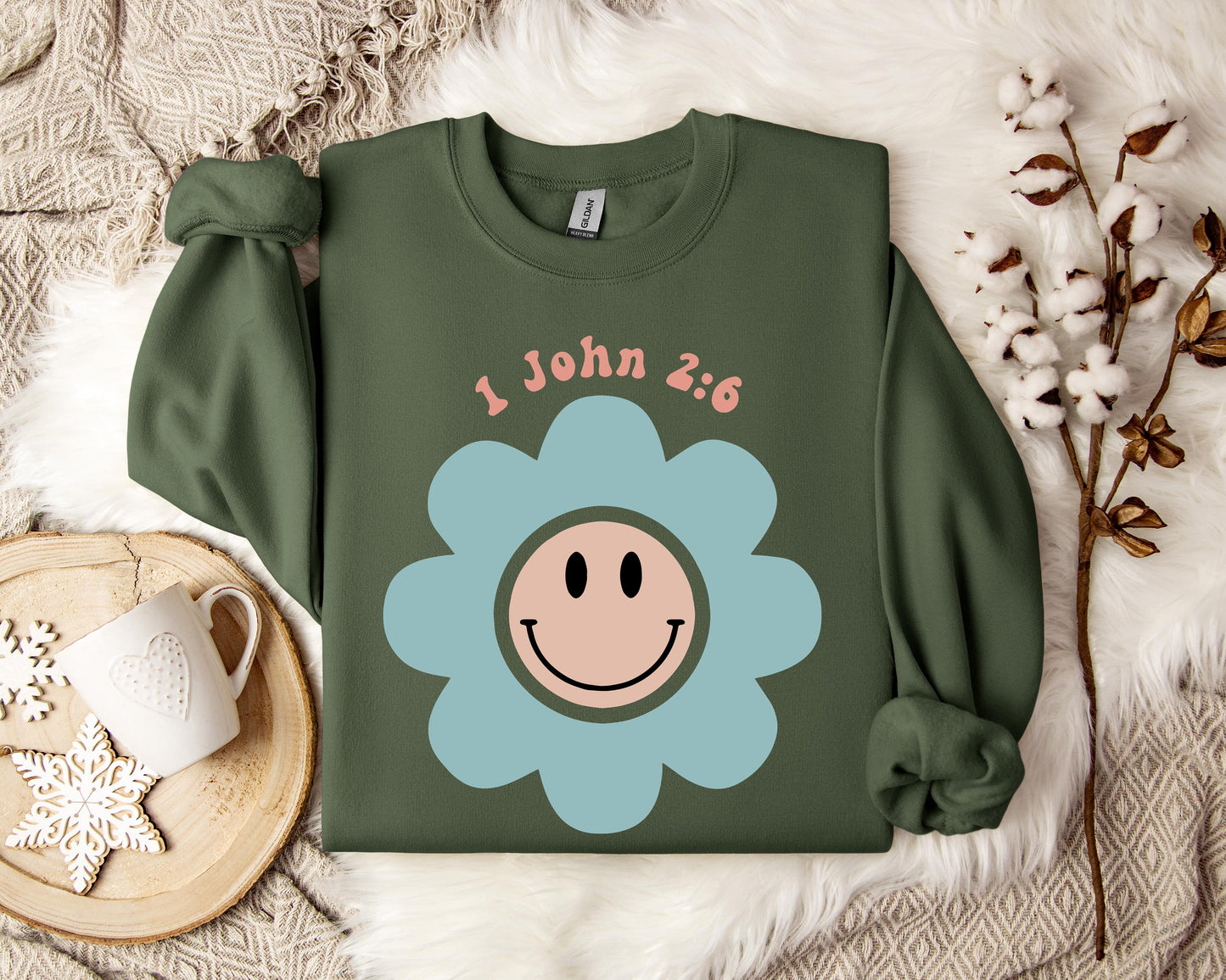 Flower Smiley 1 John 2.6 Sweatshirt