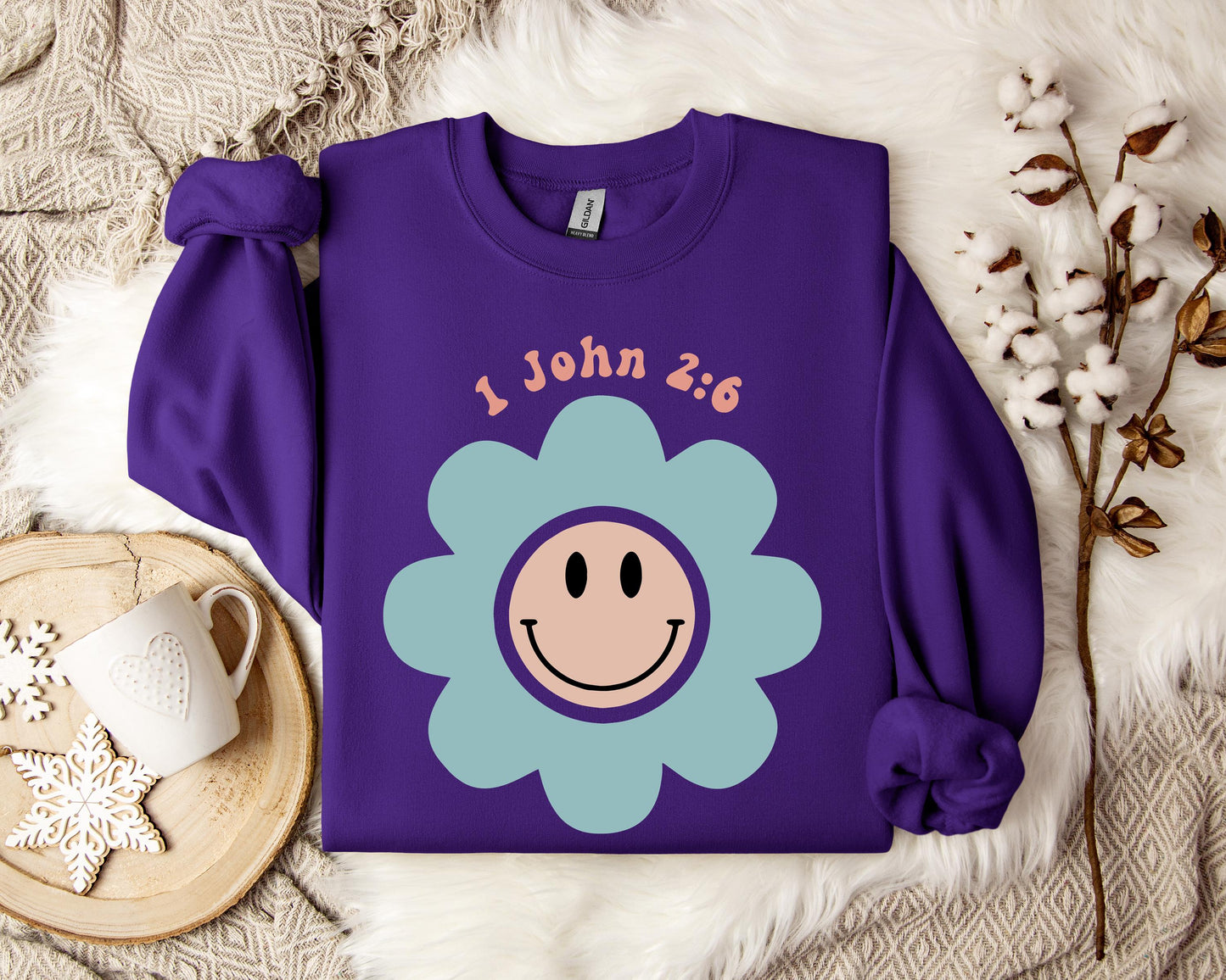 Flower Smiley 1 John 2.6 Sweatshirt