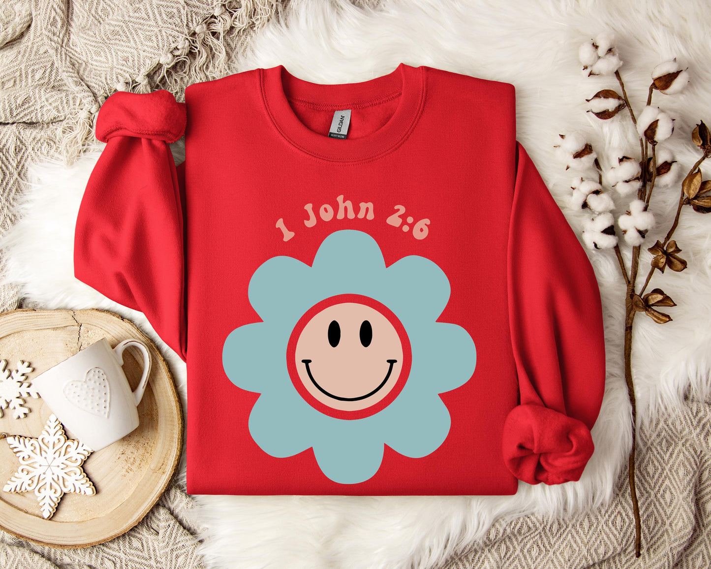 Flower Smiley 1 John 2.6 Sweatshirt
