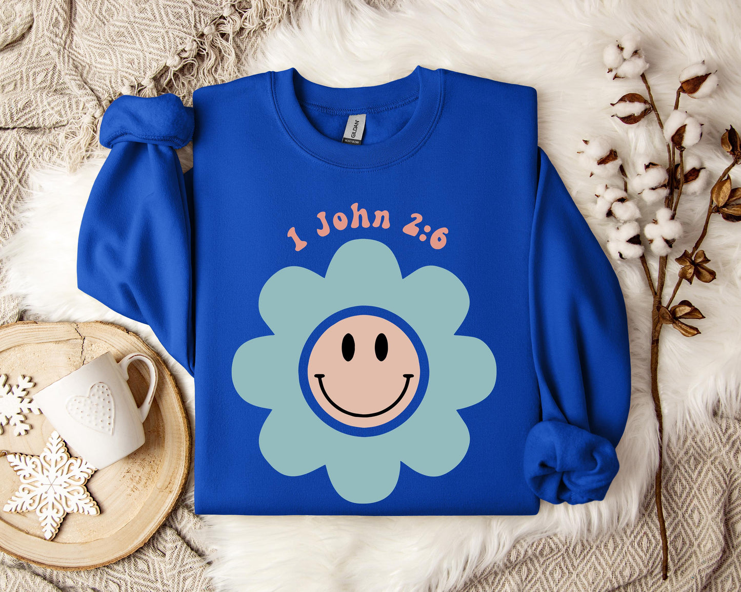 Flower Smiley 1 John 2.6 Sweatshirt