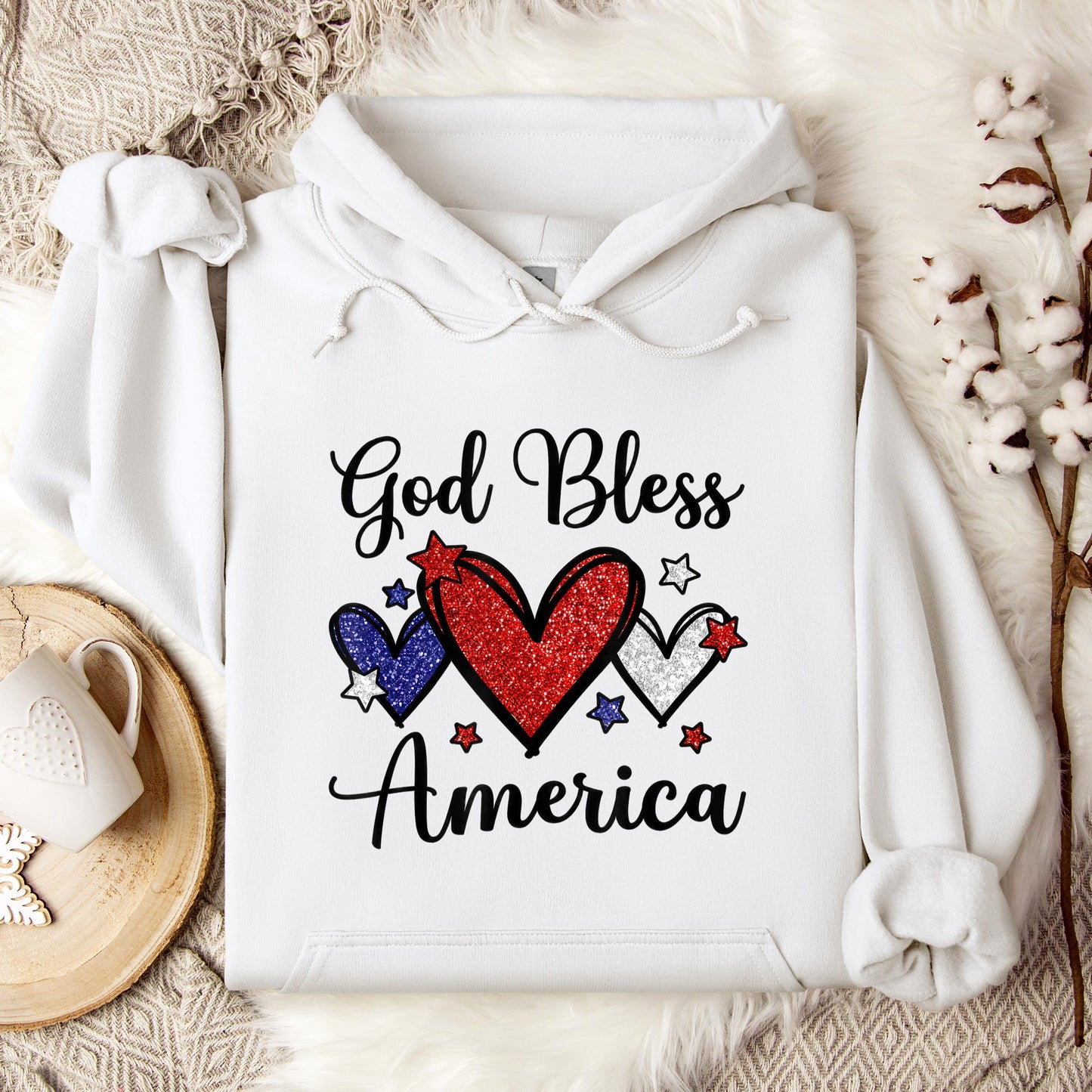 God Bless America Patriotic USA Flag Colors For Christians Hoodie