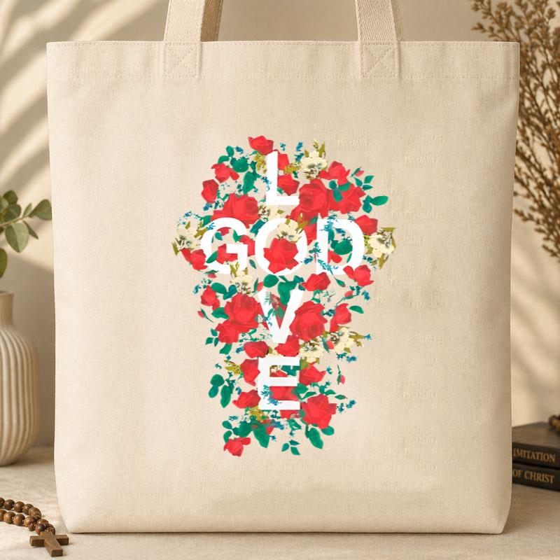 God Love Floral Tote Bag