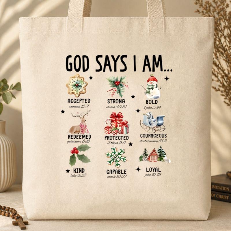 God Says I Am Christmas 01 Tote Bag