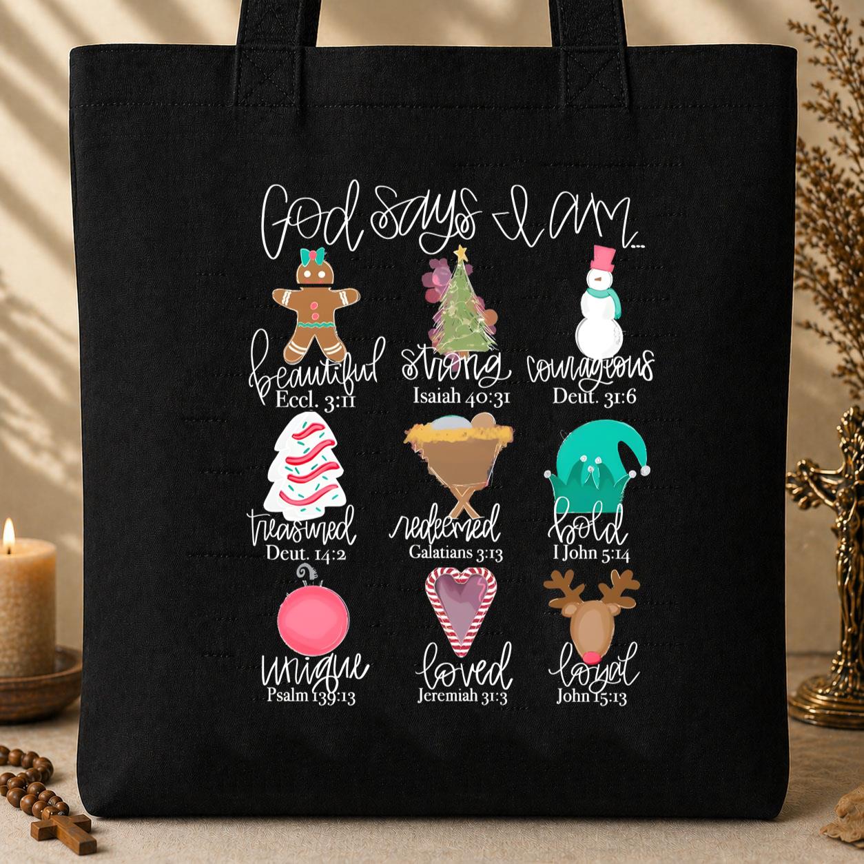 God Says I Am Christmas 02 Tote Bag