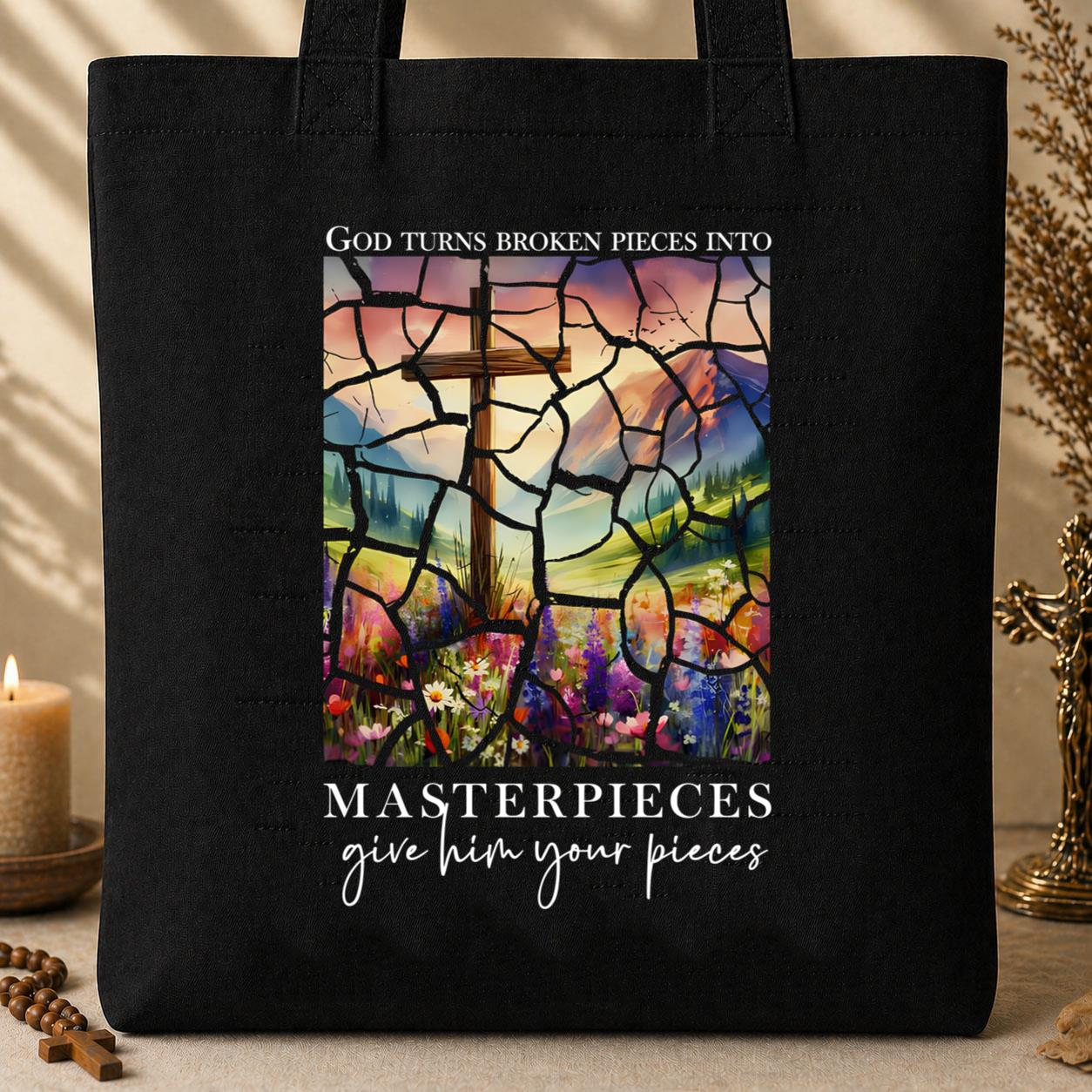 God Turns Broken Pieces Into Masterpieces 04 Tote Bag