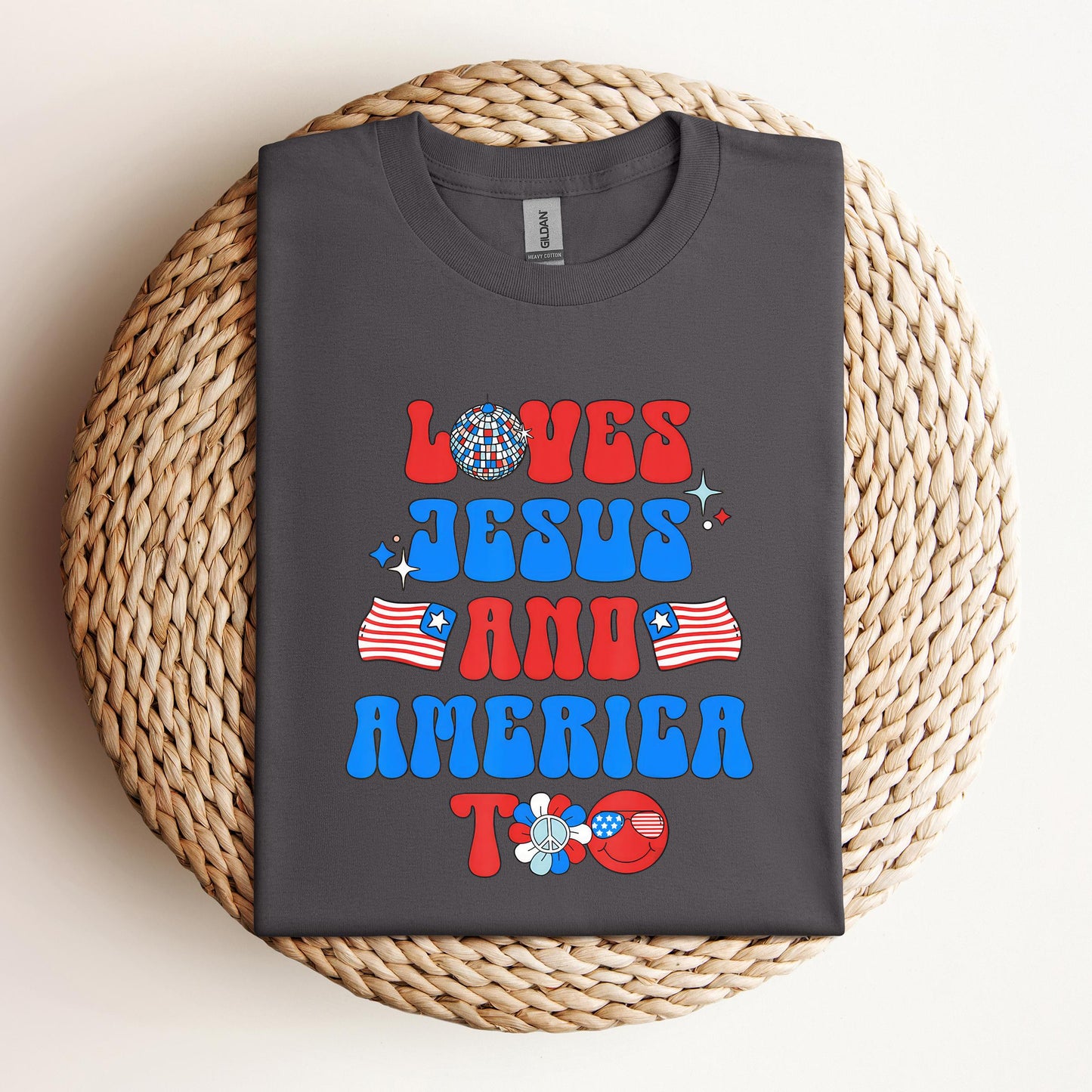 Groovy 70s Retro Loves Jesus and America Too