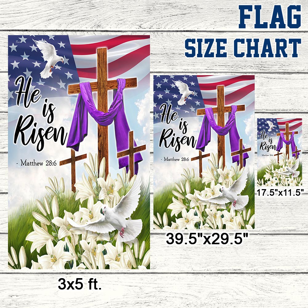 Easter Christian Cross Jesus Christ He Is Risen Flag