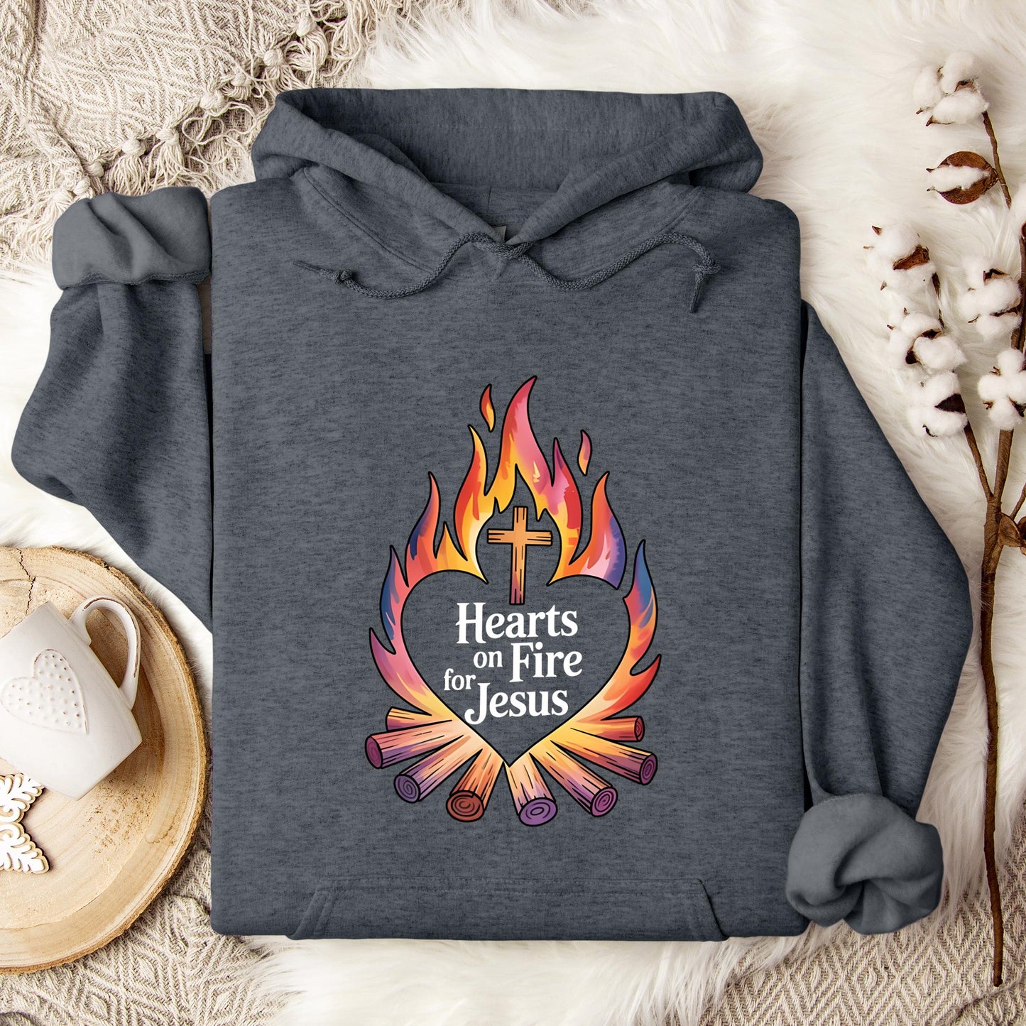 Hearts On Fire For Jesus Hoodie